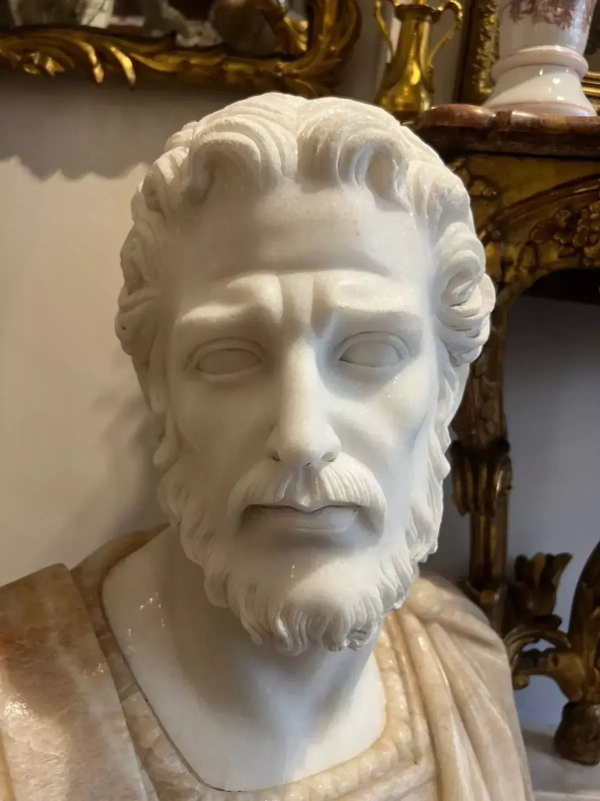 photo furniture Bust Of Marcus Aurelus In Marble In Marble And Onyx, 20th Century