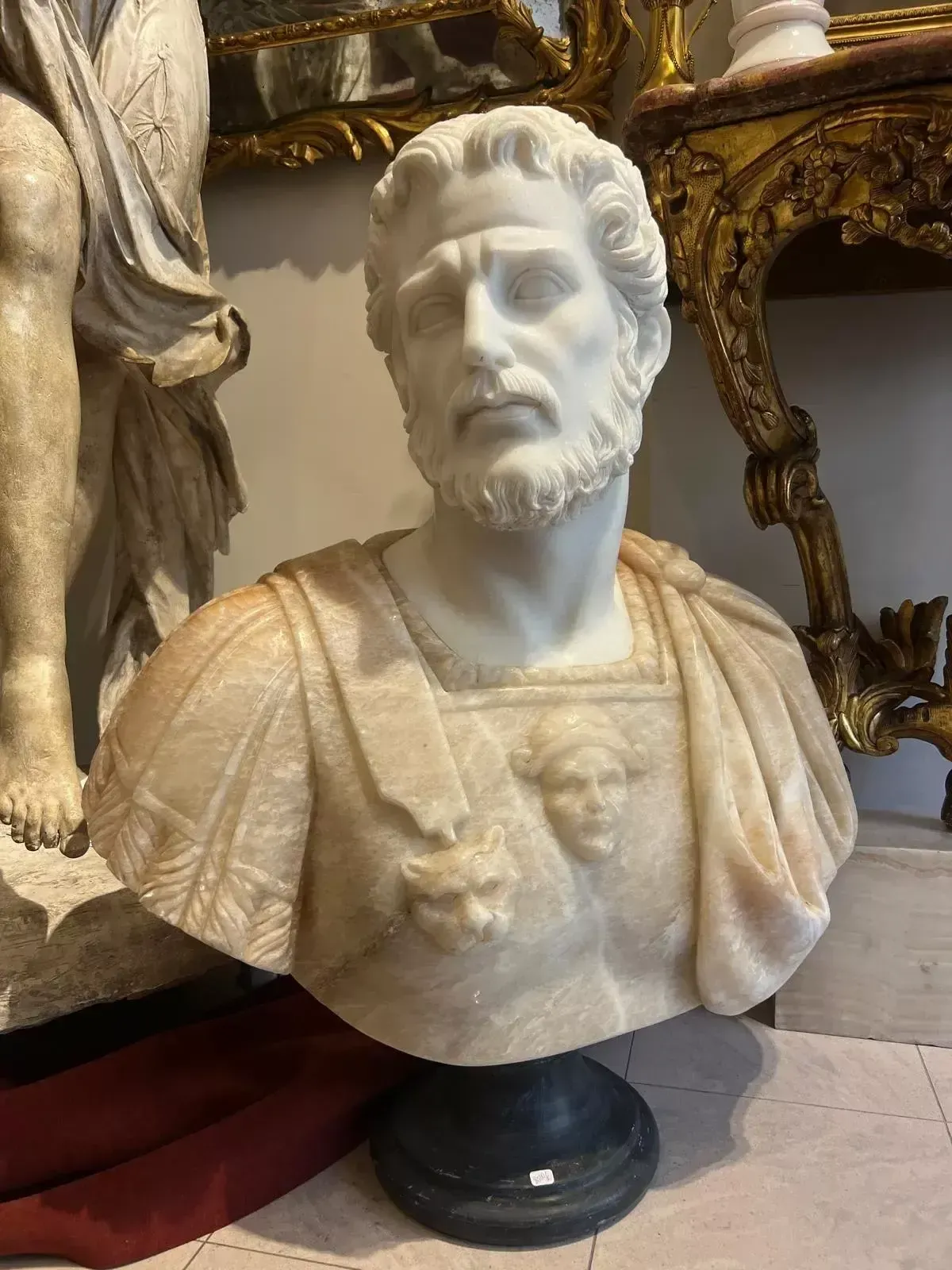 photo for sale Bust Of Marcus Aurelus In Marble In Marble And Onyx, 20th Century