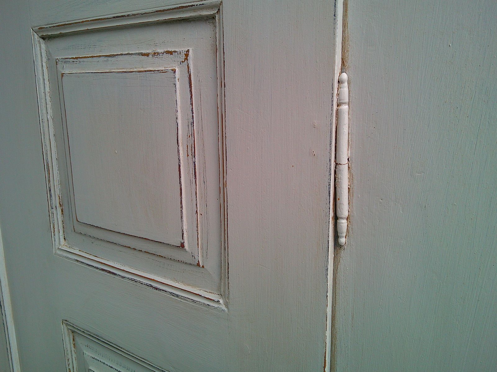 Furniture A Lovely Painted Light Grey Pine Georgian 1 Piece Hall Wardrobe photo