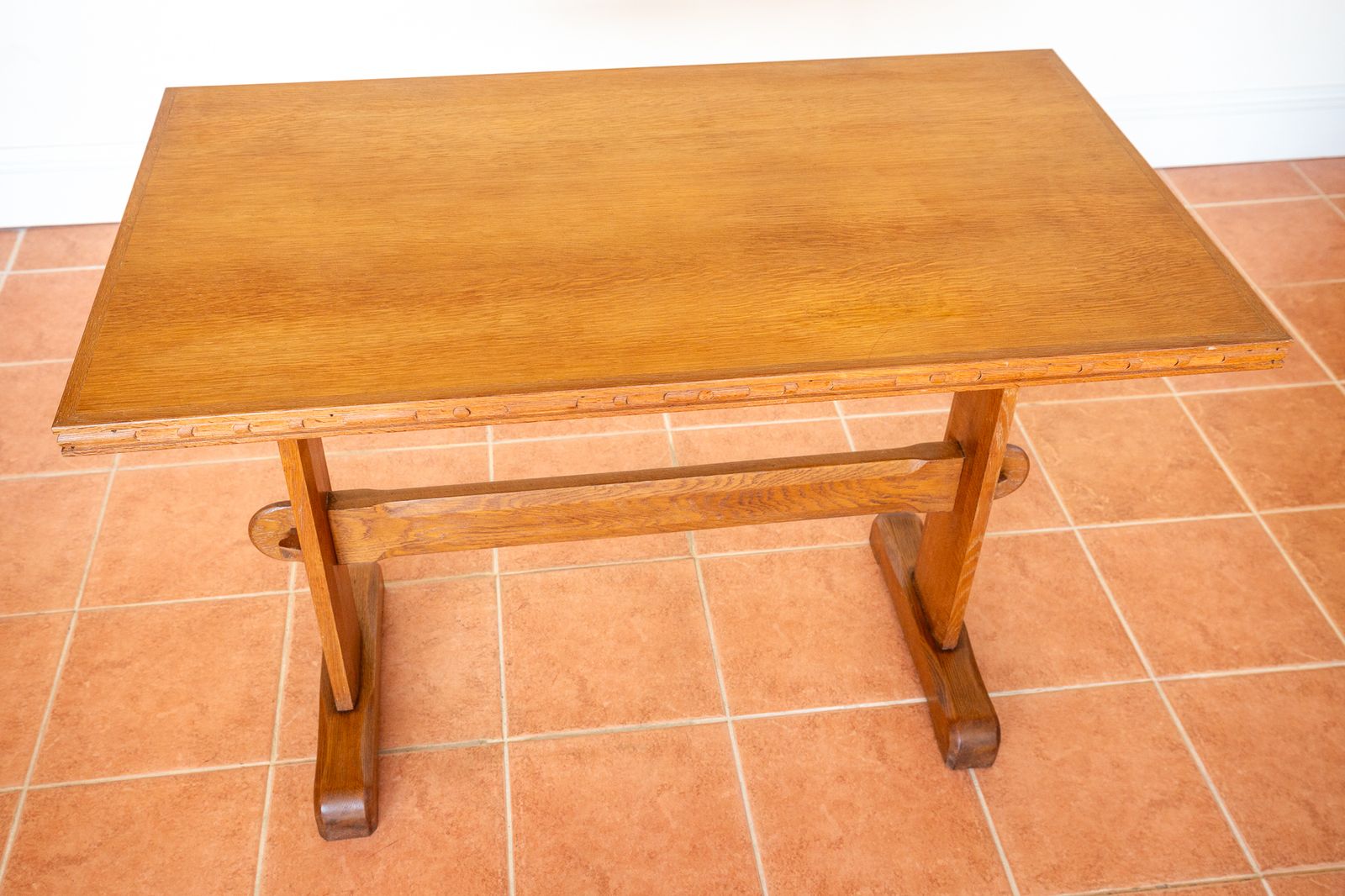Light Red Oak Refectory Trestle Table Cotswold School Arts And Crafts Heals Bedroom Side Dining Tabl.E Rustic Farmhouse Antiqu.E photo buy