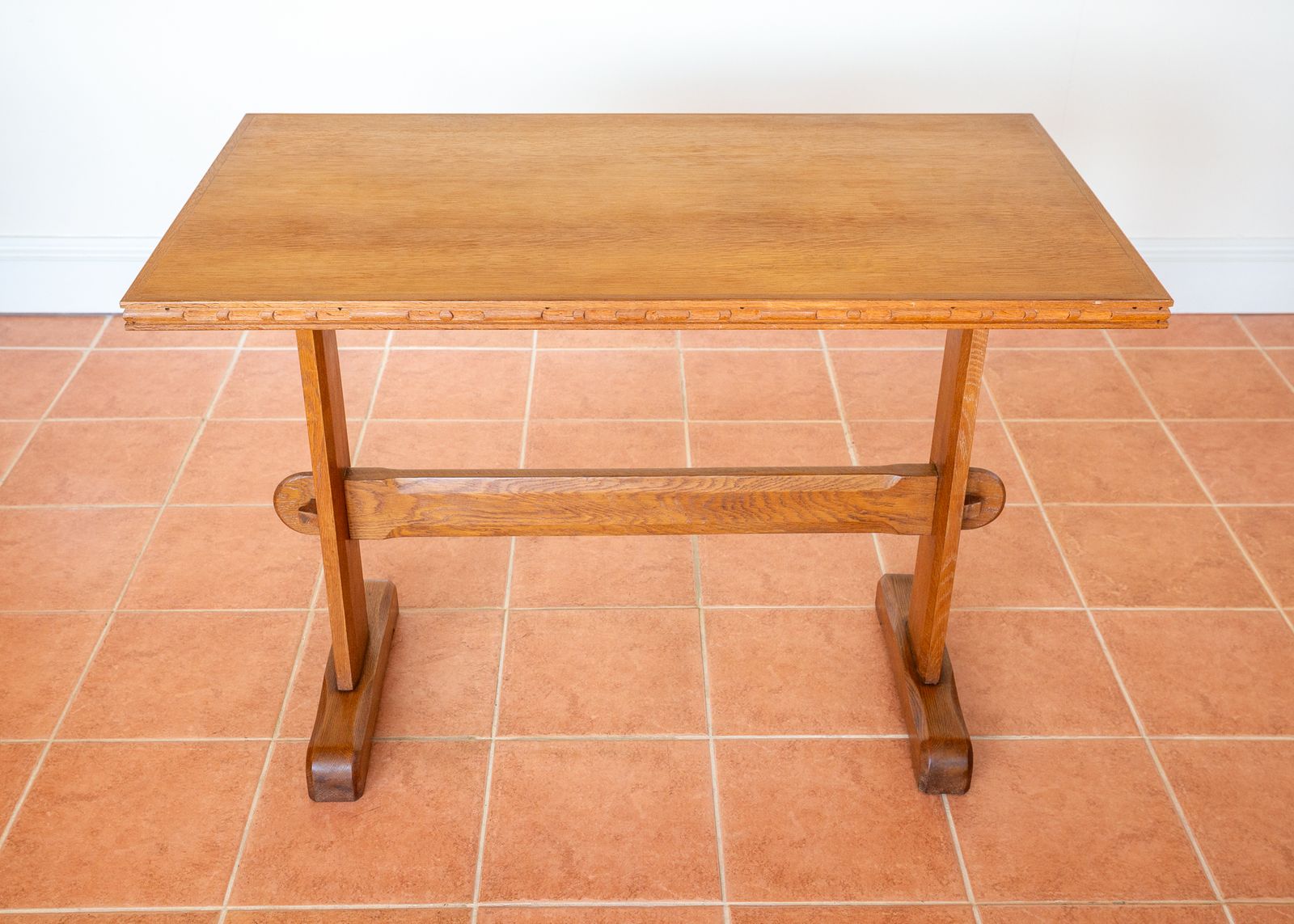 photo buy Light Red Oak Refectory Trestle Table Cotswold School Arts And Crafts Heals Bedroom Side Dining Tabl.E Rustic Farmhouse Antiqu.E