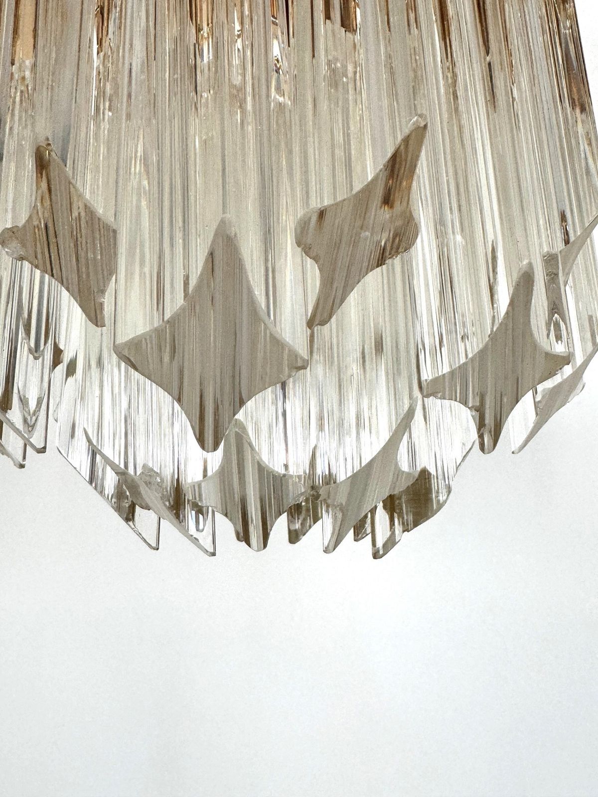 Pair Of Italian Midcentury Murano Glass Trilobi Flush Mount Chandelier, 1970s photo vinterior