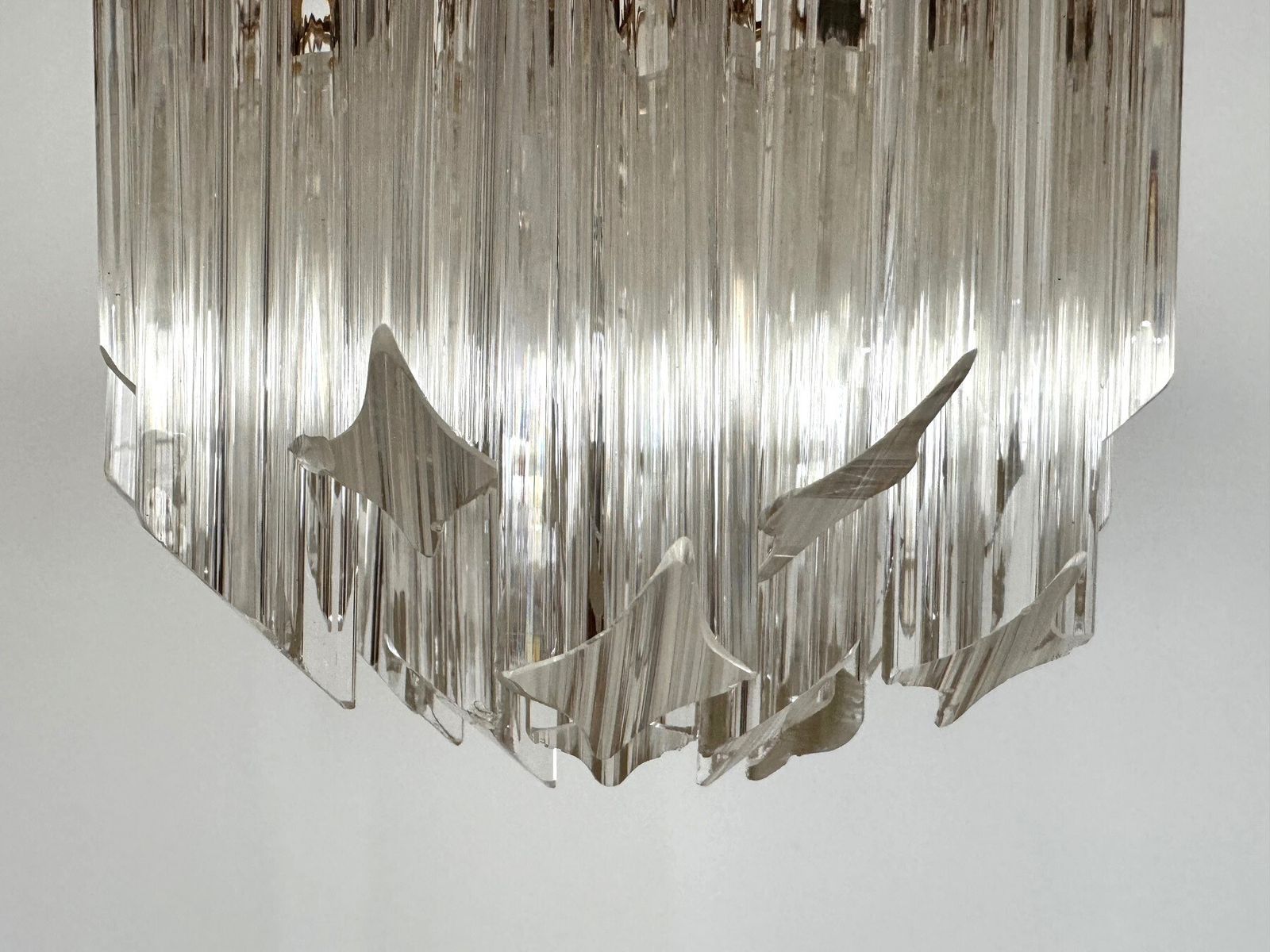 Lighting Pair Of Italian Midcentury Murano Glass Trilobi Flush Mount Chandelier, 1970s photo