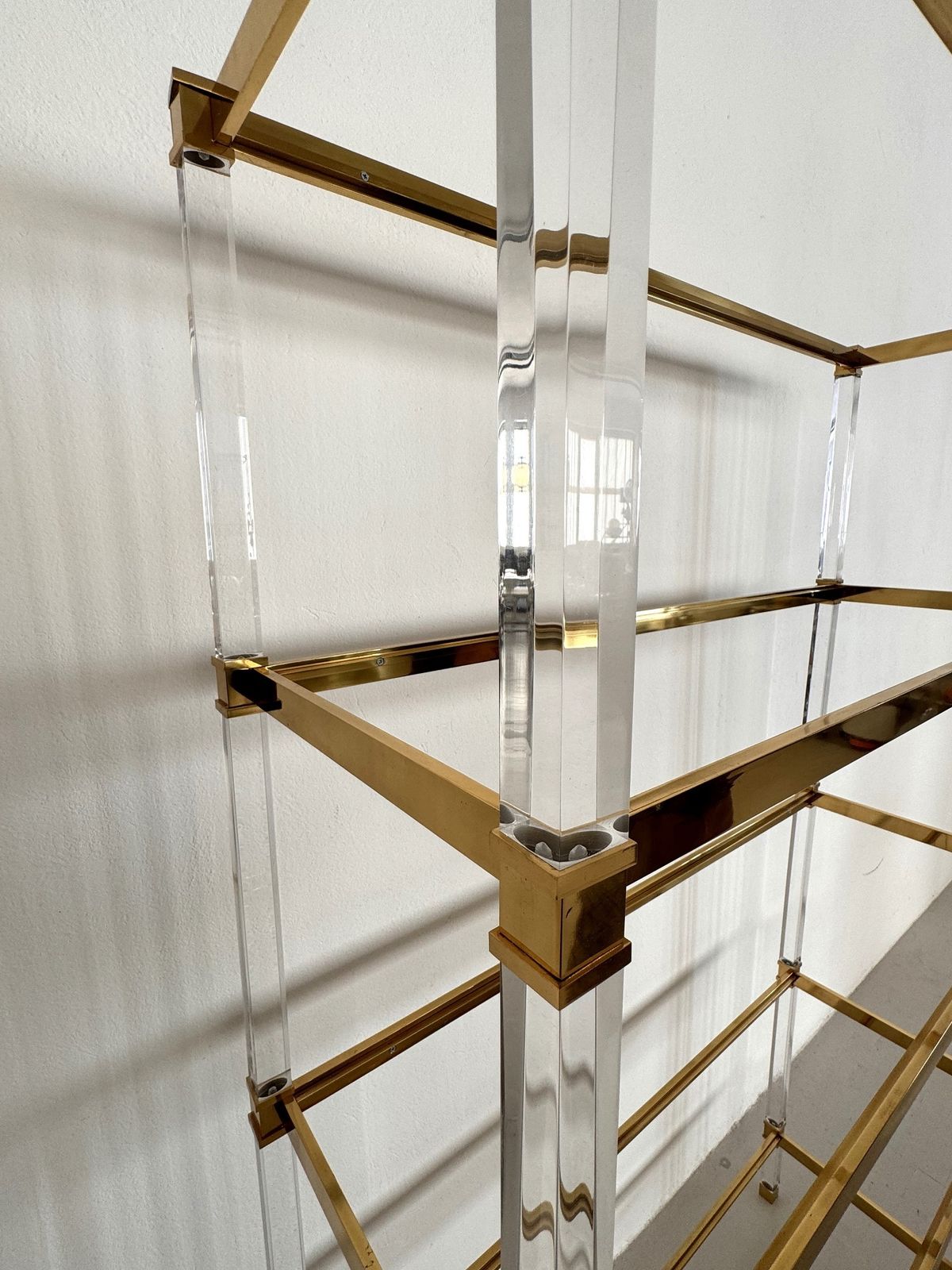Large Italian Midcentury Shelf In Lucite And Glass, 1980s photo buy