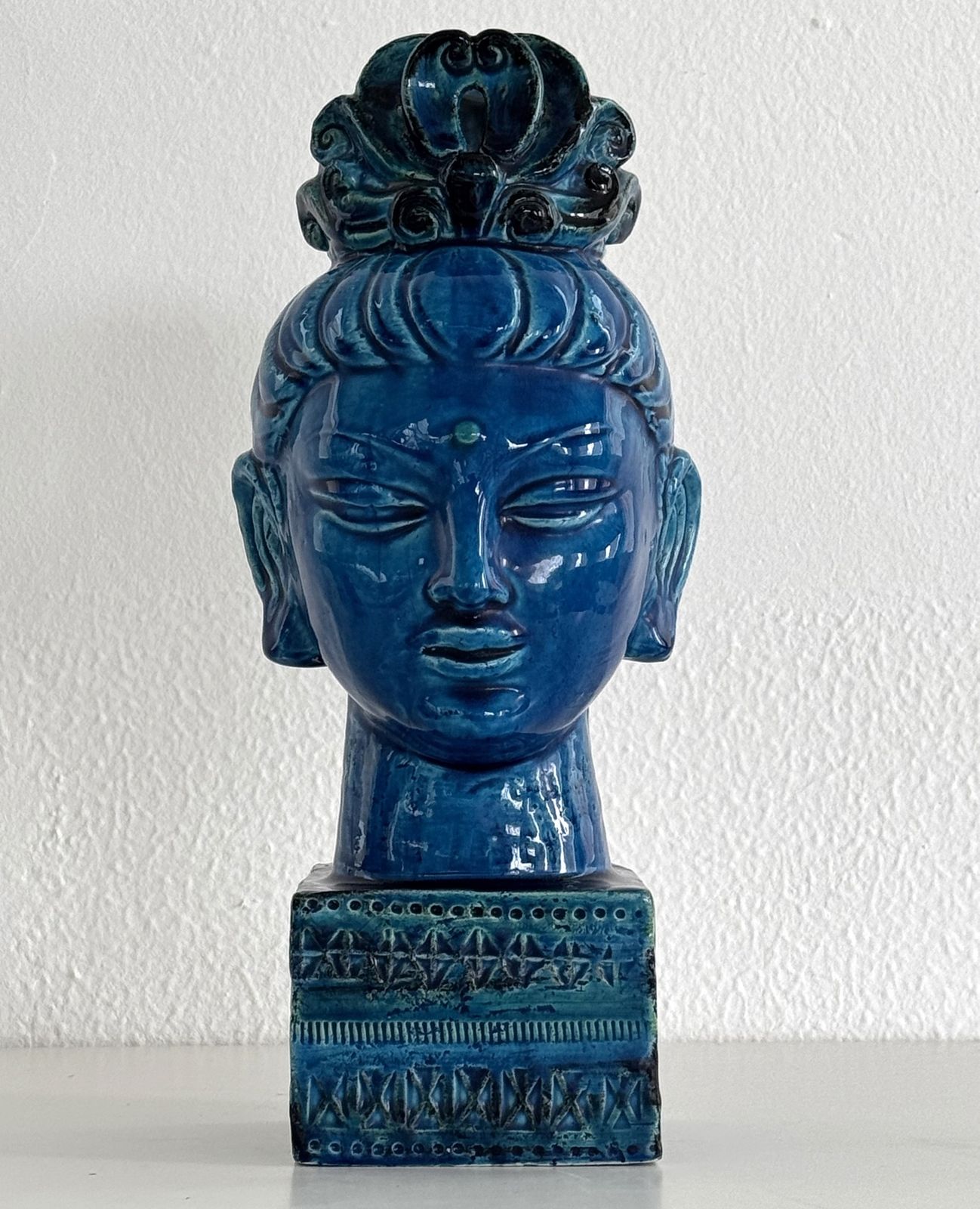 photo vinterior Aldo Londi For Bitossi Kwan Yin Buddha Rimini Blu, Italy, 1970s