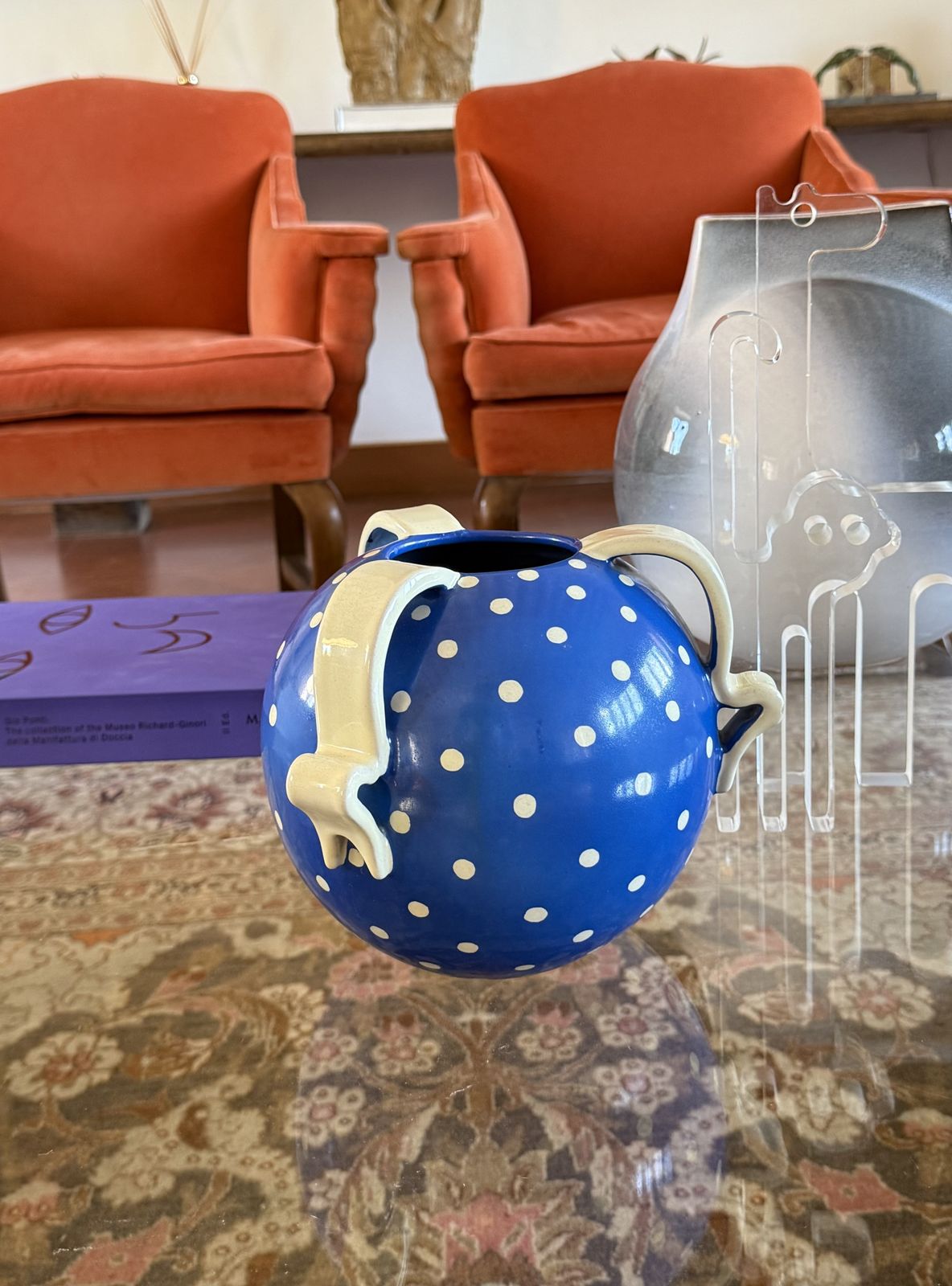 Art Deco Blue Ceramic Vase, Rometti, Umbertide Italy 1930s photo for sale