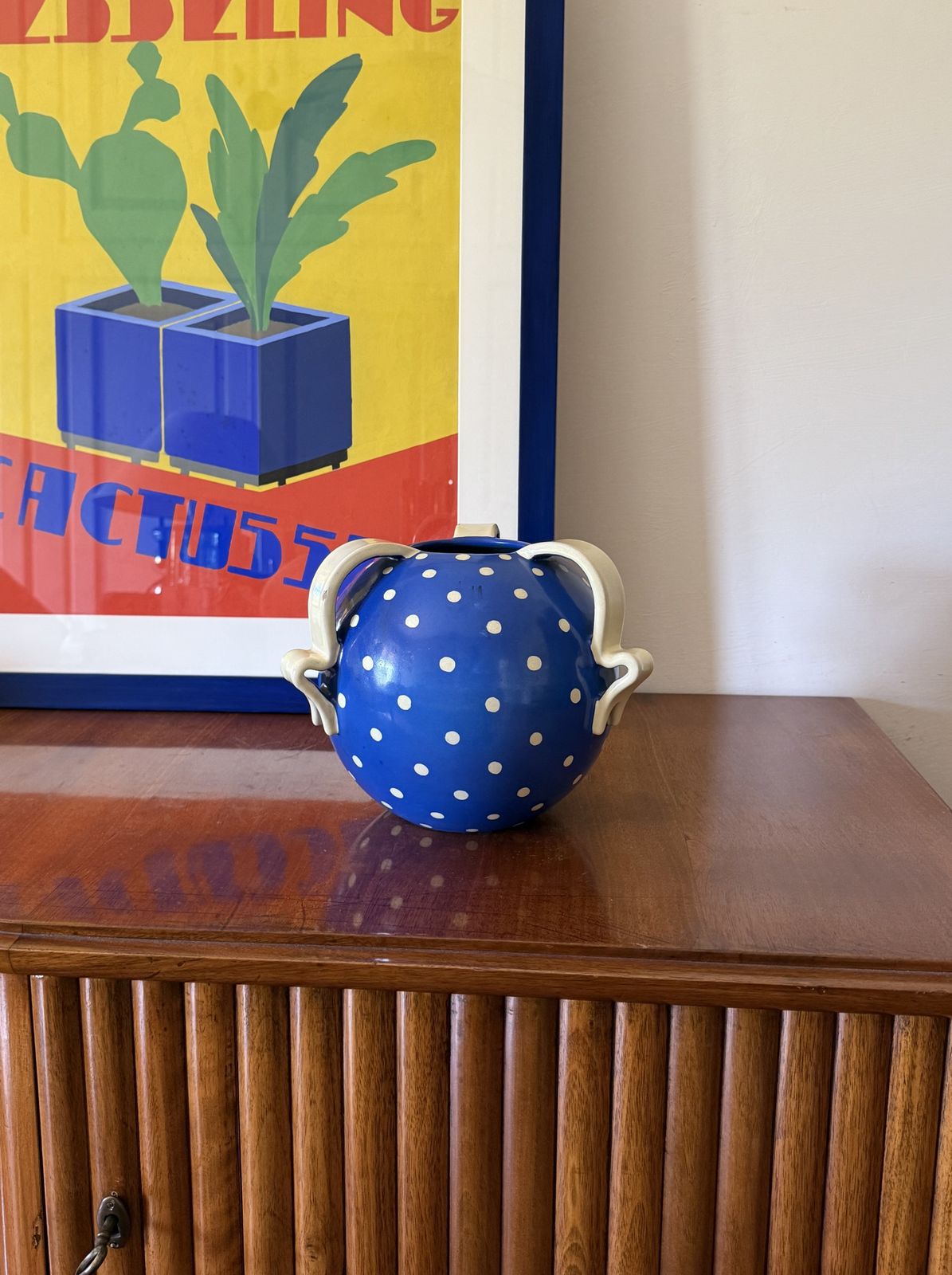 Art Deco Blue Ceramic Vase, Rometti, Umbertide Italy 1930s photo Home Decor