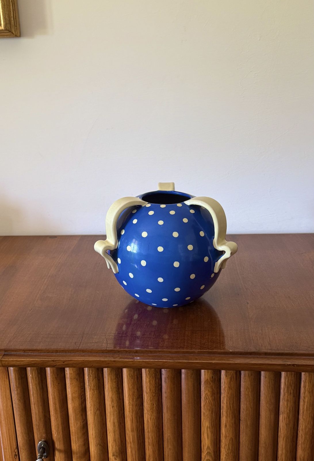 Art Deco Blue Ceramic Vase, Rometti, Umbertide Italy 1930s photo vinterior