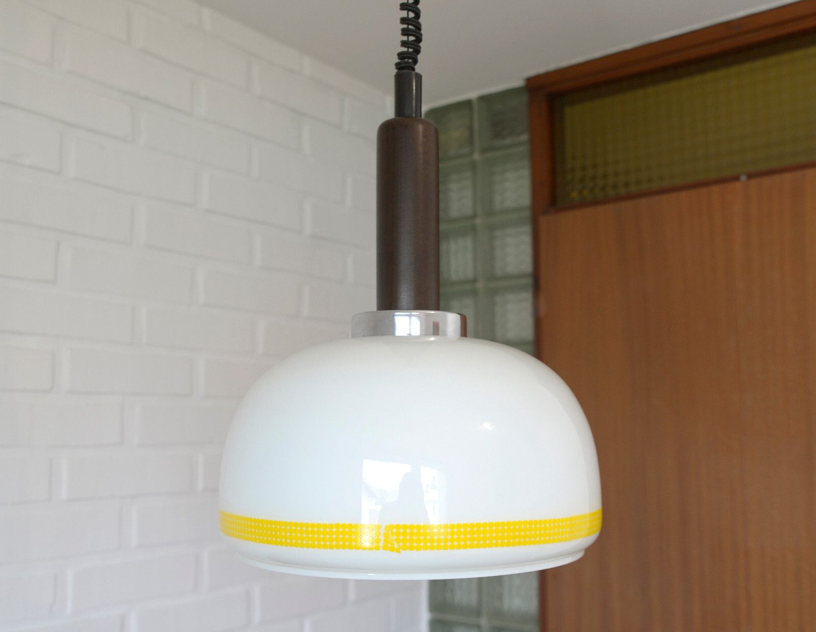 Vintage Hanging Lamp Retro Mcm Chandelier Glass Pendant Light Yugoslavia 1980's