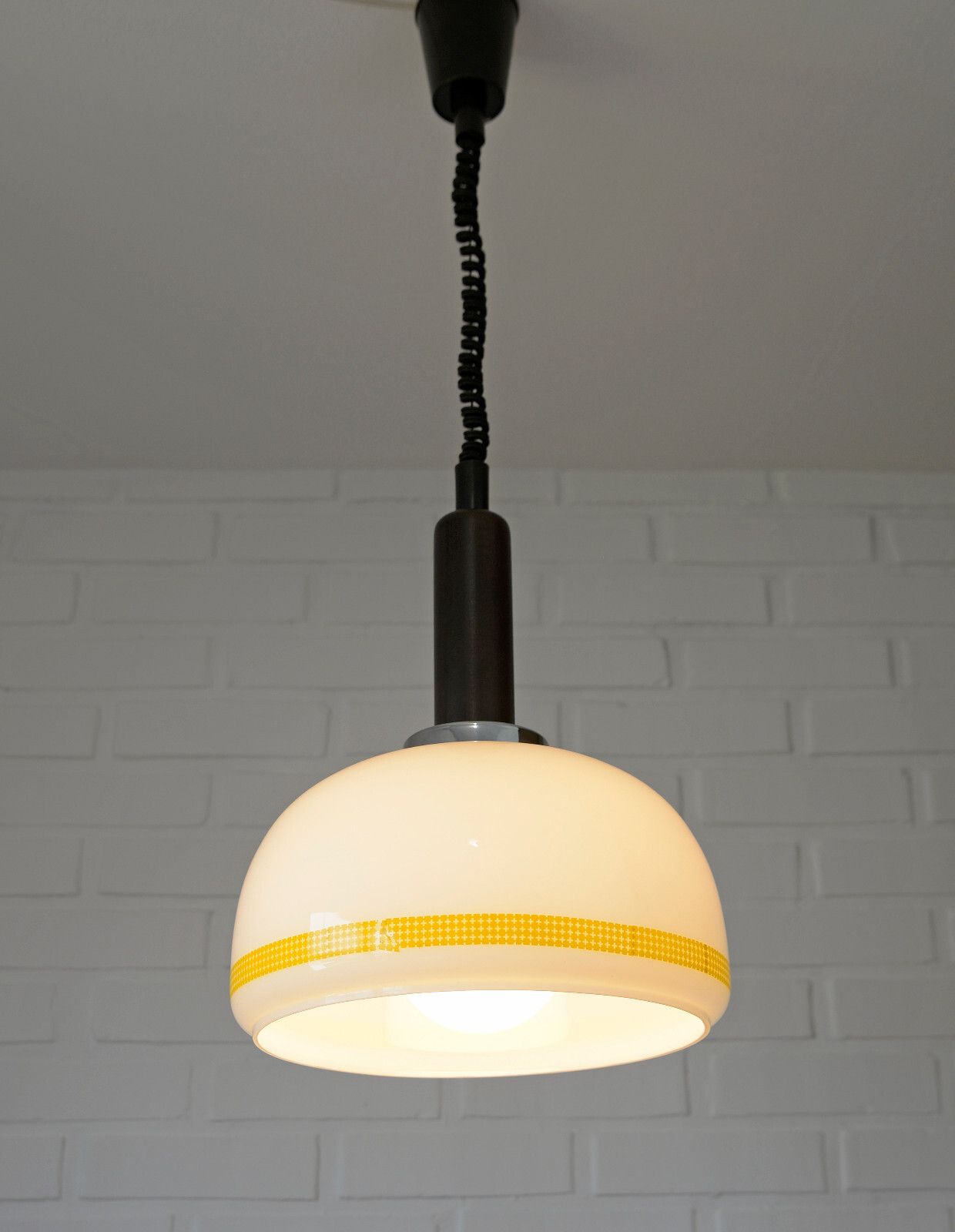 Vintage Hanging Lamp Retro Mcm Chandelier Glass Pendant Light Yugoslavia 1980's photo furniture