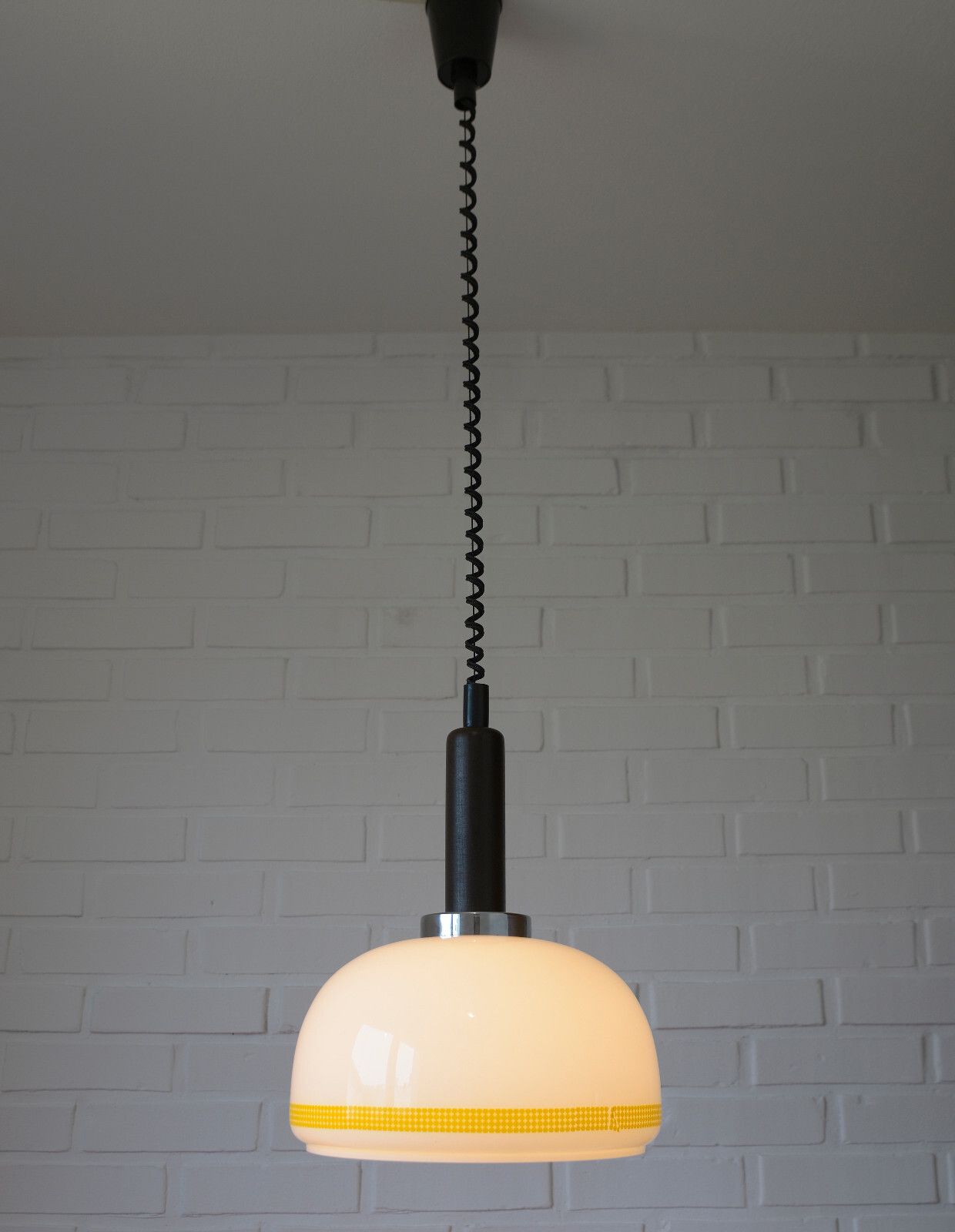 Vintage Hanging Lamp Retro Mcm Chandelier Glass Pendant Light Yugoslavia 1980's photo vinterior