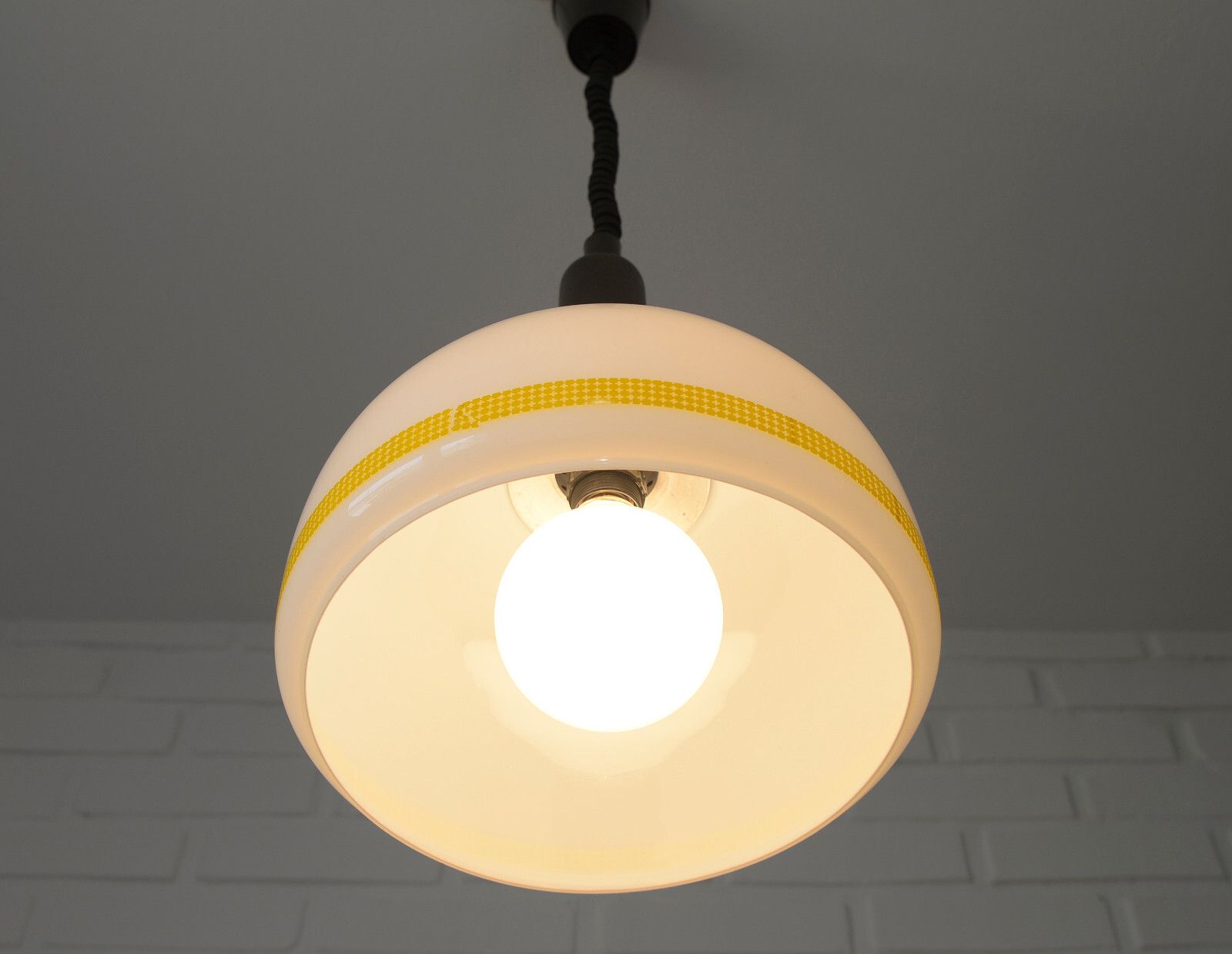 Vintage Hanging Lamp Retro Mcm Chandelier Glass Pendant Light Yugoslavia 1980's photo vintage