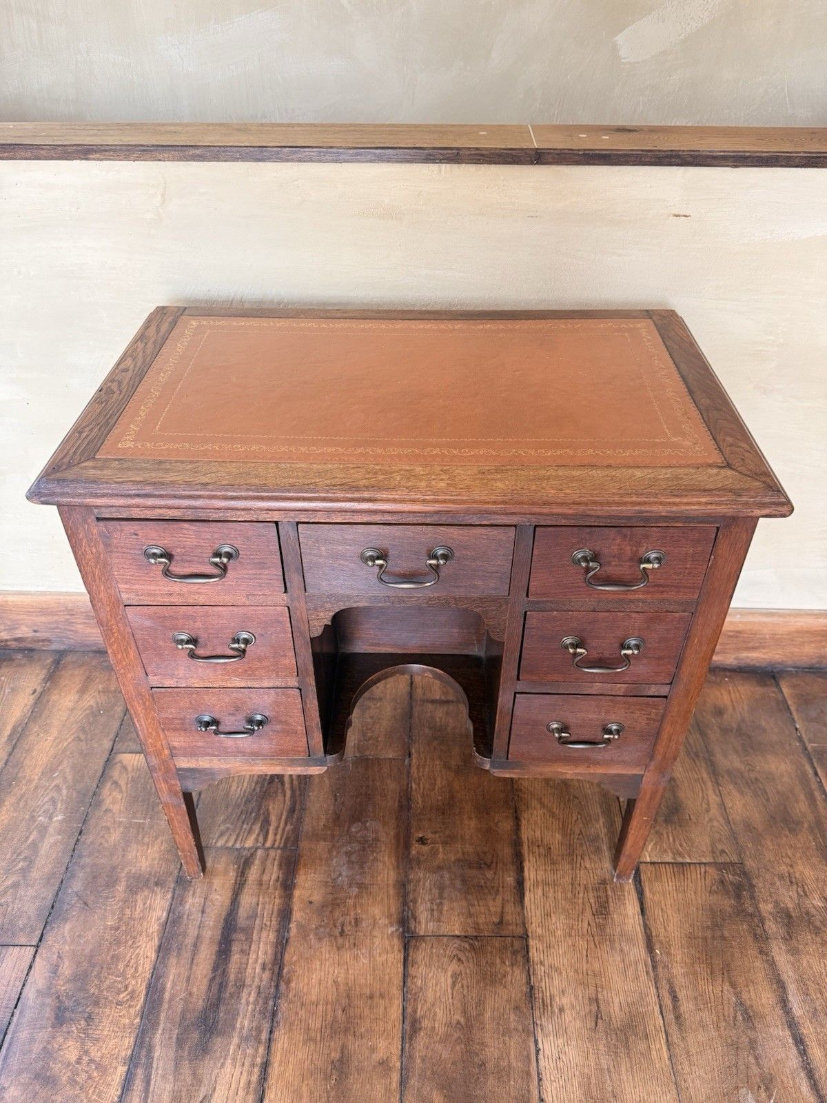 Original Antique Oak Rustic Small Georgian Period Office  Writers Desk photo for sale