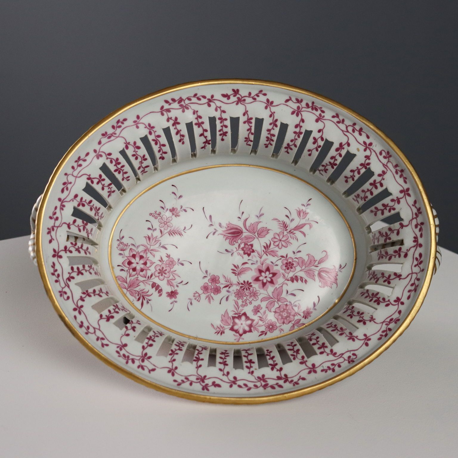 Antique Basket Coloured Limoges Porcelain France XX Century photo Home Decor
