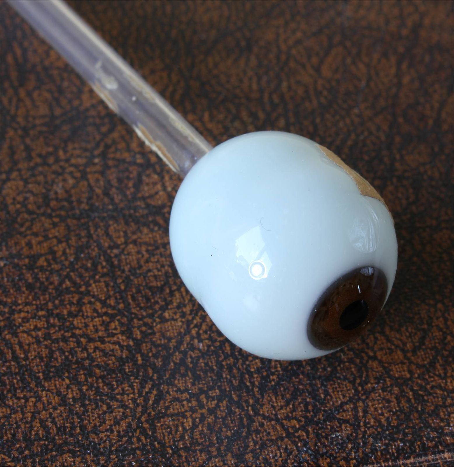 Home Decor Glass Eye. Hand Blown French Ocularist Artificial Eye On Stem Stalk. photo