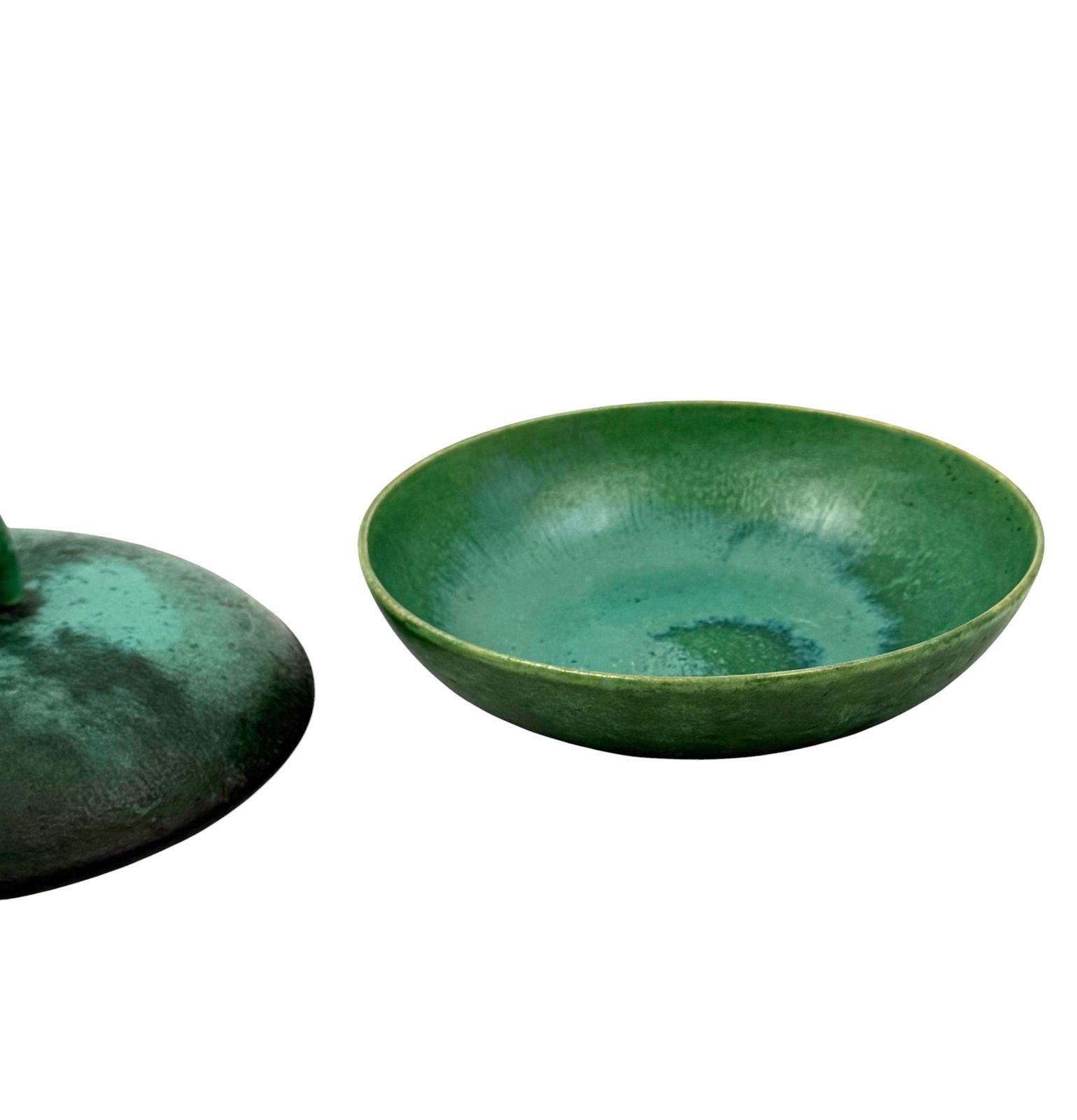 photo vinterior Art Deco Green Ceramic Bowl / Vide Poche, Angelo Biancini, Società Ceramica Italiana, Laveno Italy 1930s