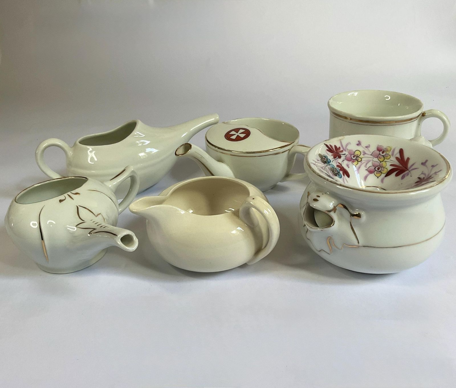 Collection Of 6 Invalid Feeders. Antique Medical. photo furniture