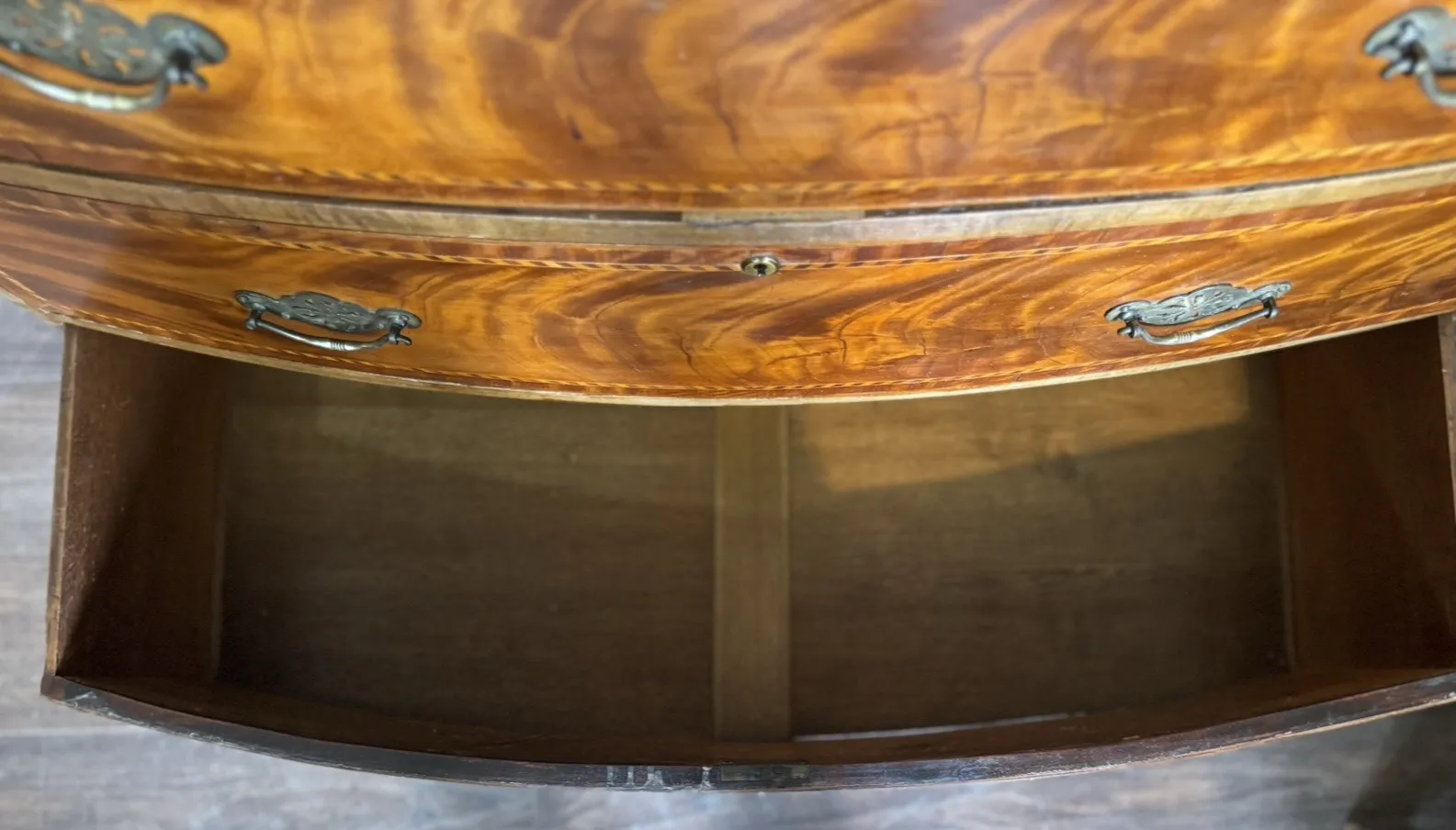 Furniture 19th Century Mahogany And Inlaid Bow Fronted Chest Of Drawers photo
