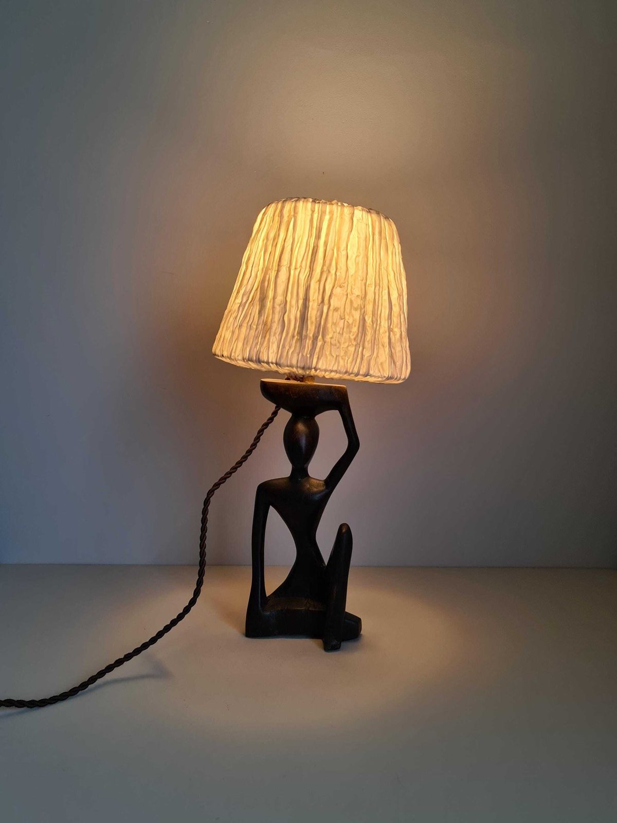 Ebony Lamp With Seated Woman / 1930s / Africa / Collection / Mid Century / African Art / 20th Century photo Lighting