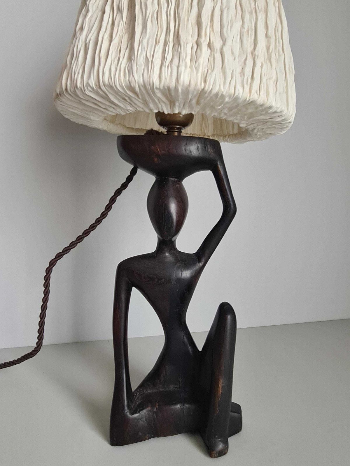 photo furniture Ebony Lamp With Seated Woman / 1930s / Africa / Collection / Mid Century / African Art / 20th Century