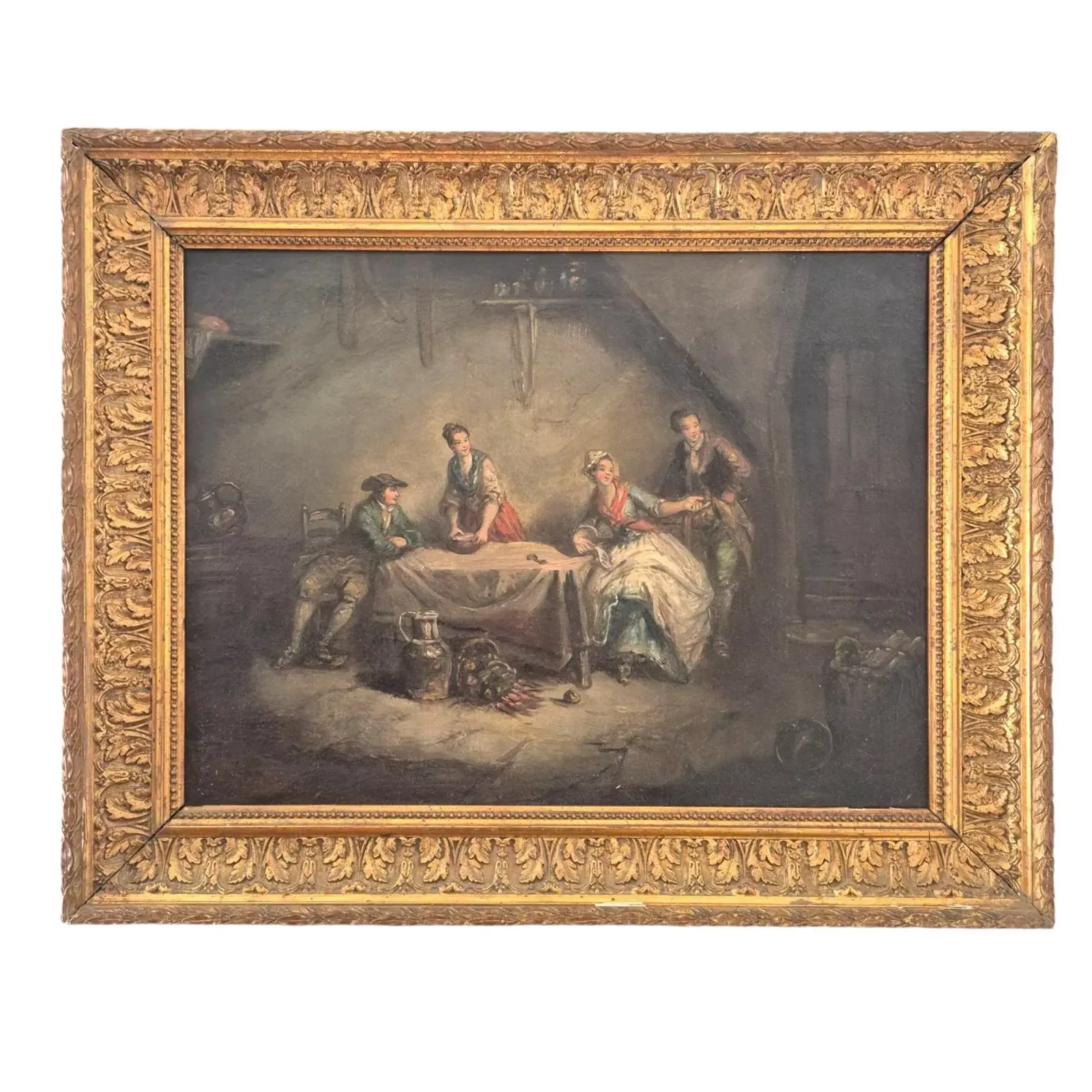 2850.0 Daily Scene Of Servants, Oil On Canvas, 19th Century photo