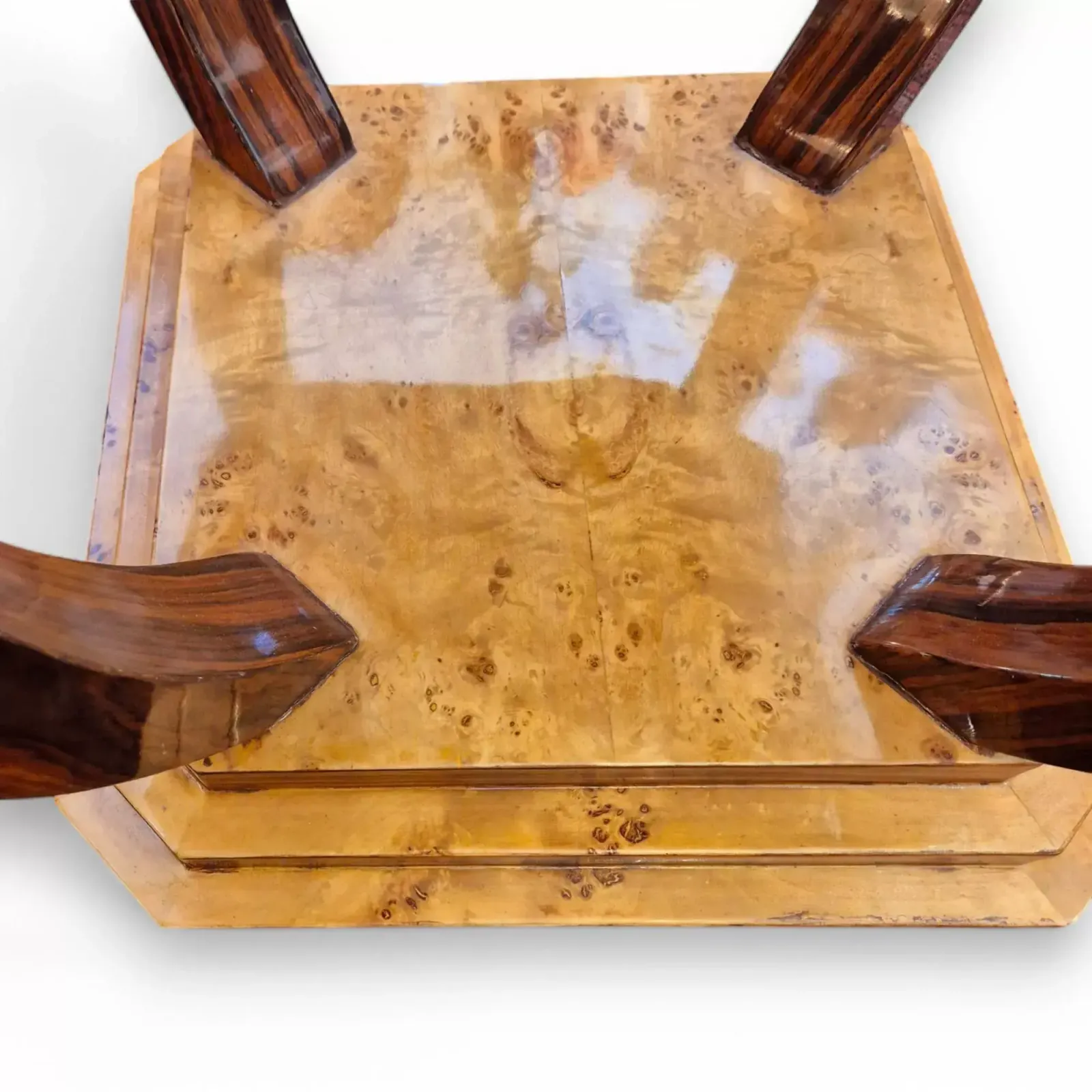 photo furniture Art Deco Style Pedestal Table With Wooden Marquetry, Circa 1980