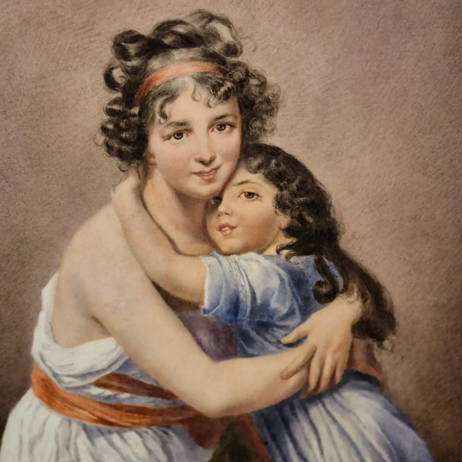 Porcelain Painting Of Madame Vigée Le Brun And Her Daughter, 19th Century photo buy