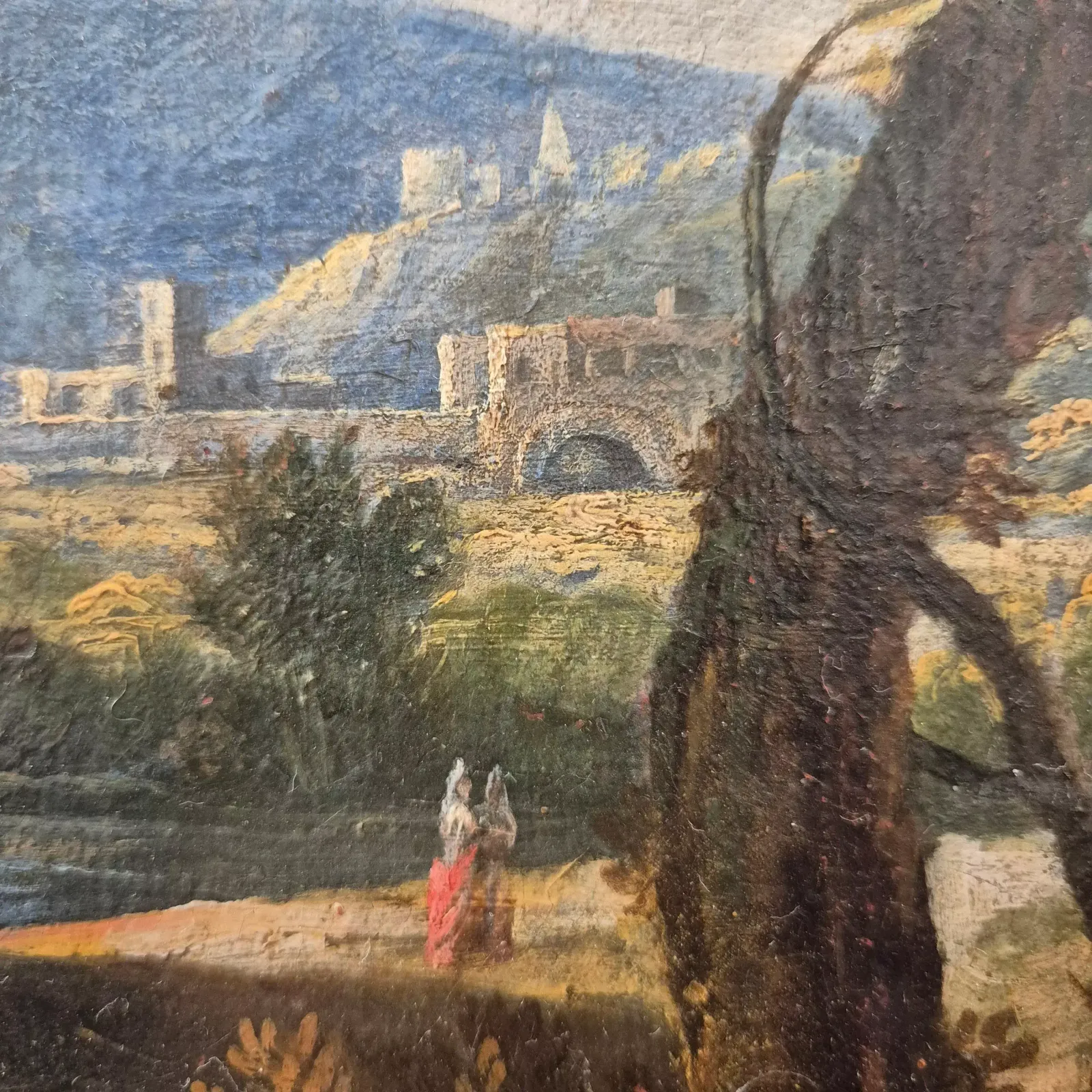 Italian Landscape With Ruins, Oil On Canvas, 19th Century photo buy