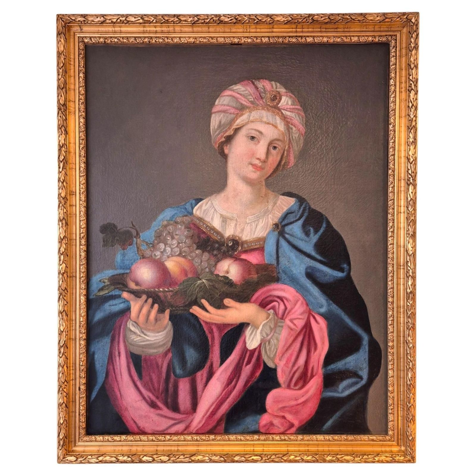 Sybille With Turban And Fruit Bowl, Oil On Canvas, 19th Century