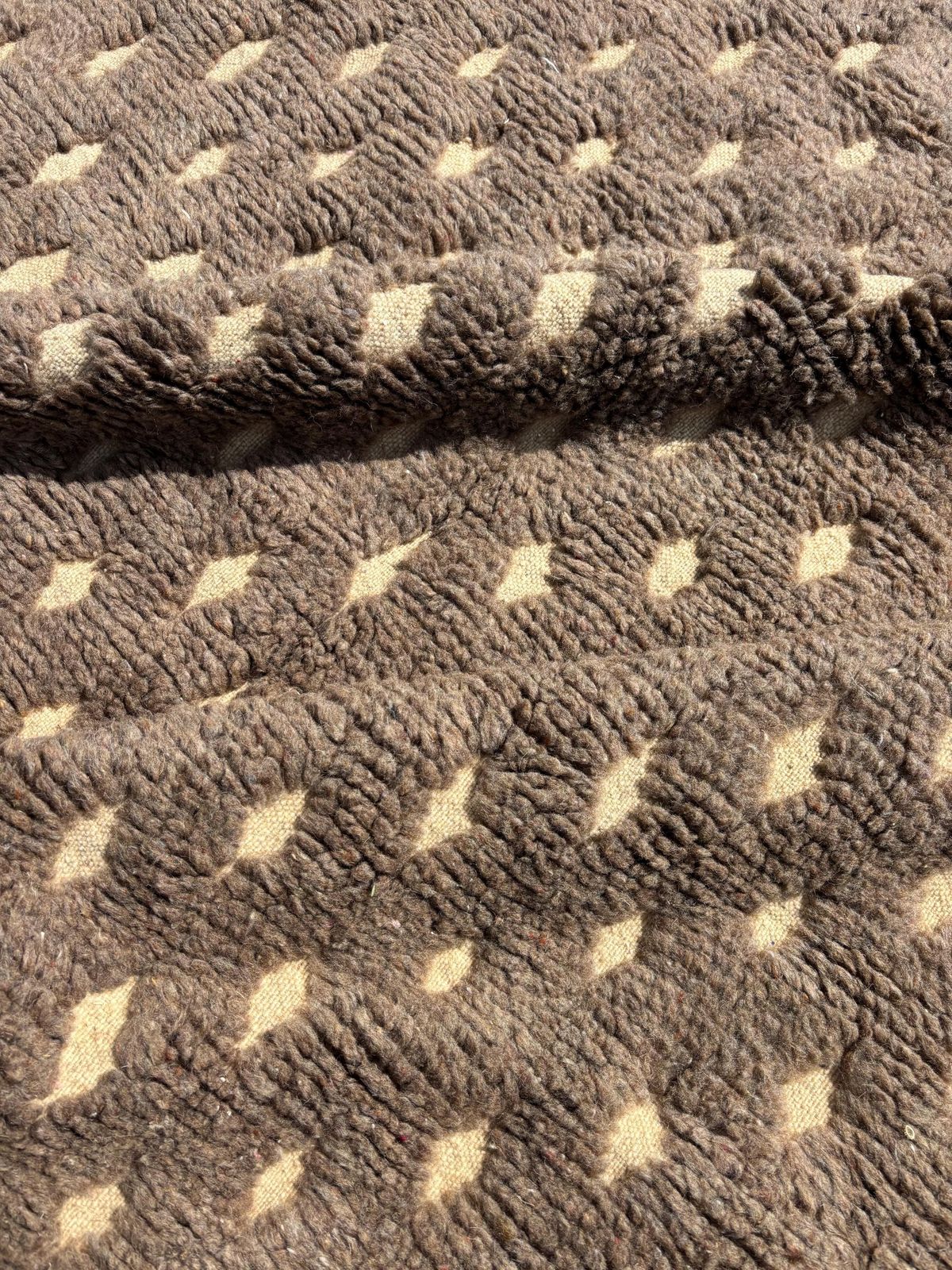 Boho Moroccan Area Wool Rug 180x270 Cm – Neutral Tones With Diamond Design & Fringe photo 980.0