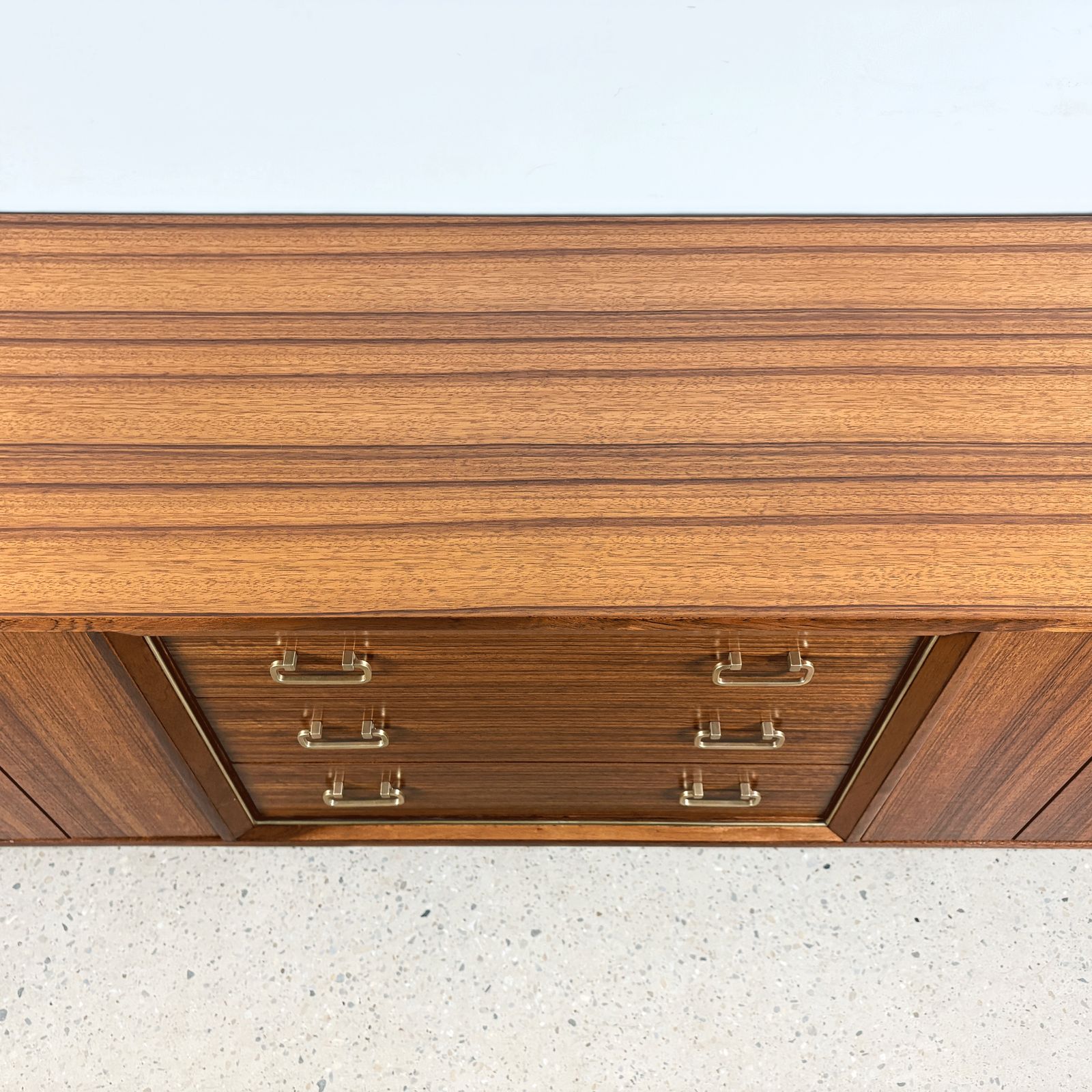 photo for sale Mid 20th Century Vintage 'Librenza' Sideboard By G Plan In Tola And Black With Christian Lacroix Internal Design And Lighting
