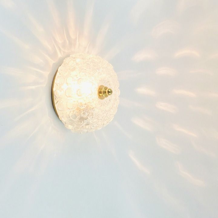 Pair Of Mid Century Diamond Glass Wall Lights By Helena Tynell For Limburg, Germany, 1960s photo vintage