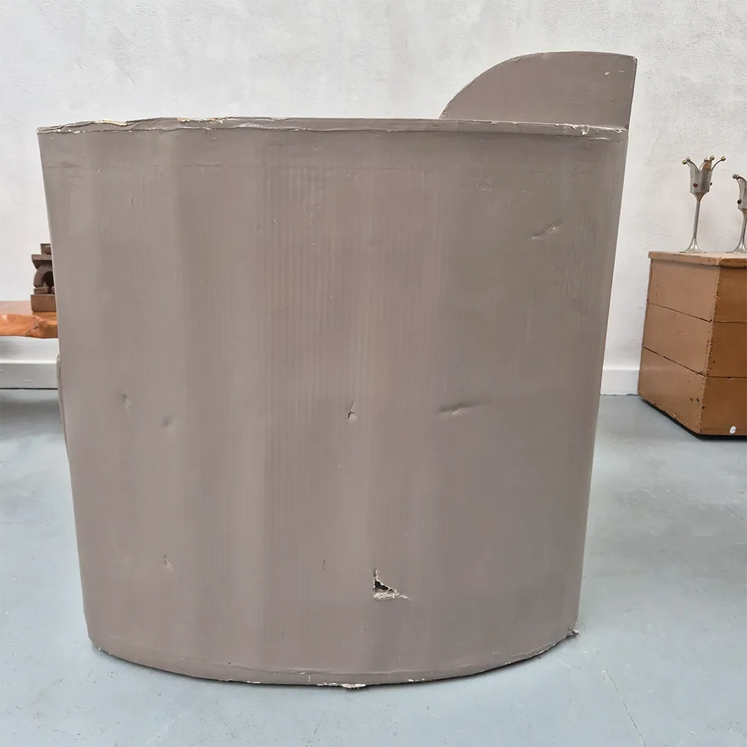 1980's Postmodern Cardboard Armchair: Brutalist Modernist Mid Century Style photo 295.0
