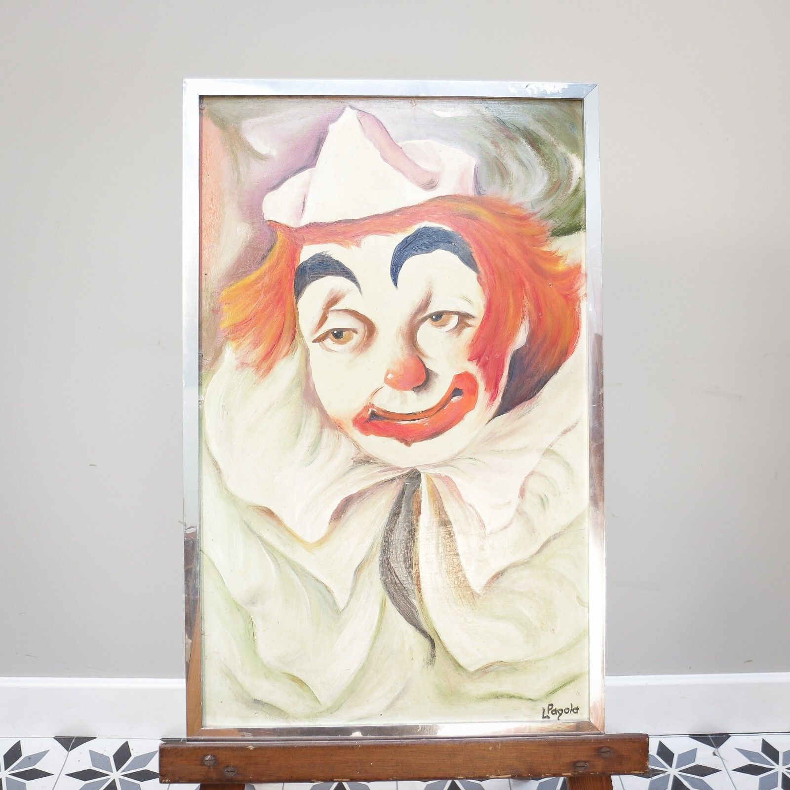Painting Of Clown Acrylic On Board photo furniture