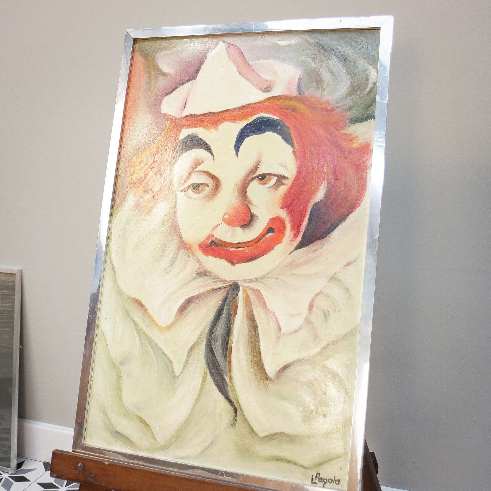 Painting Of Clown Acrylic On Board photo Art