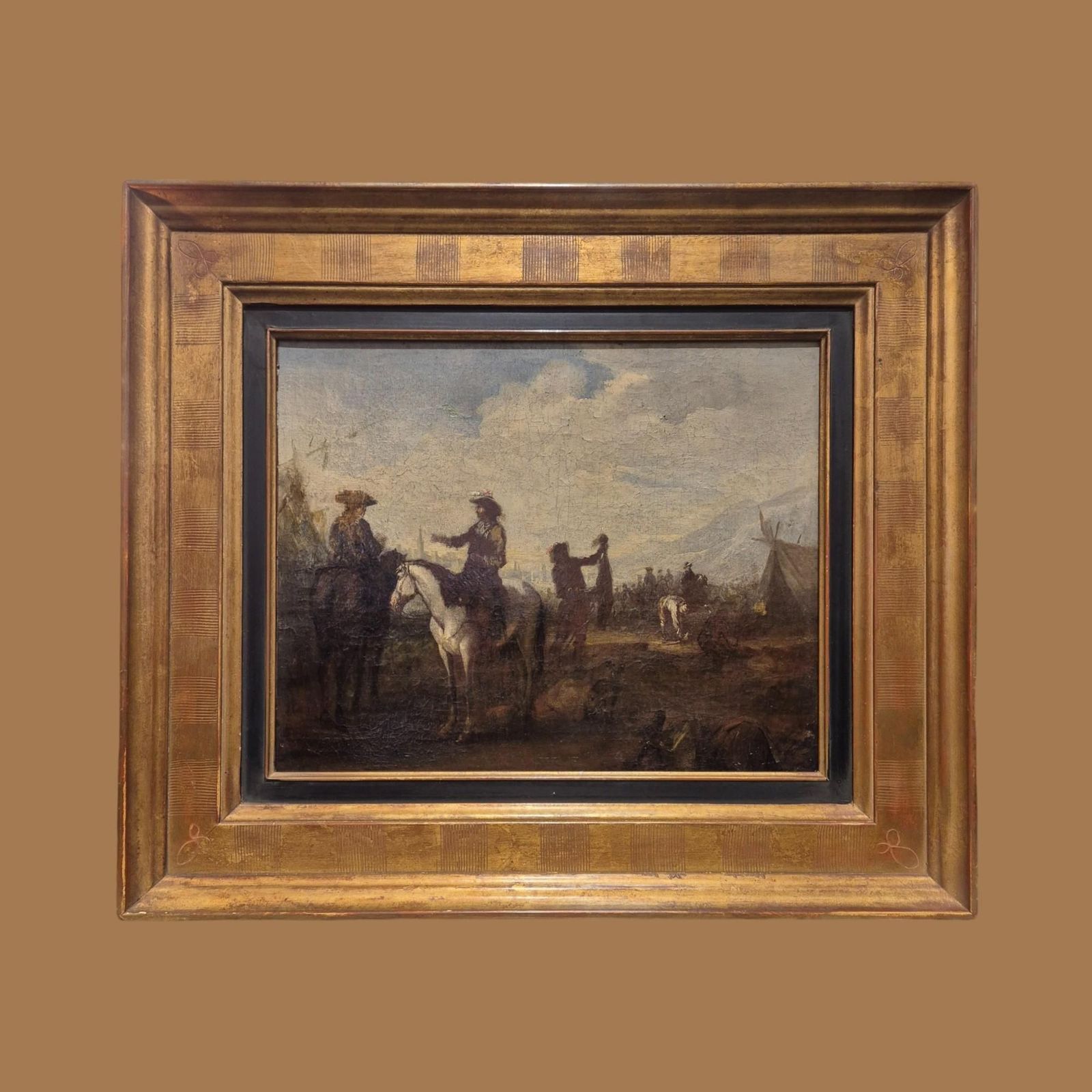 Court Hunting Scene, Flemish School Of The Late 17th Century, Oil On Canvas photo for sale
