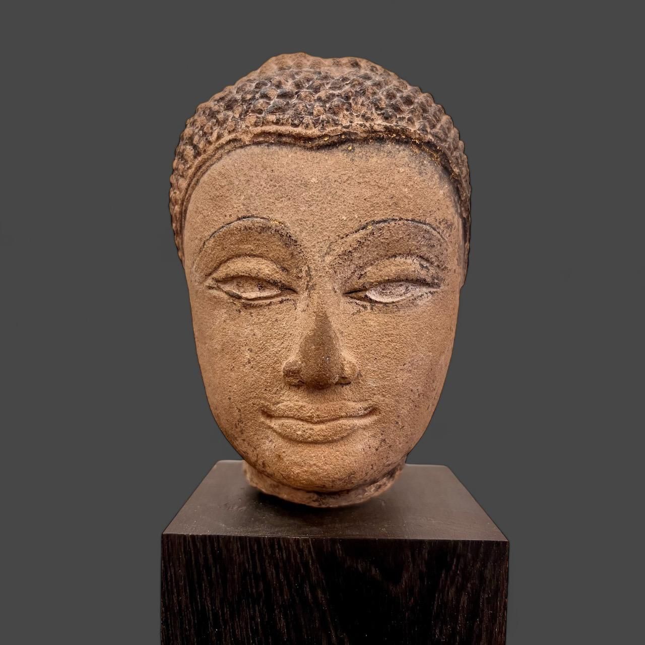 Shakyamuni Buddha Head In Sandstone, Thailand, Ayutthaya, 17th Century photo Art