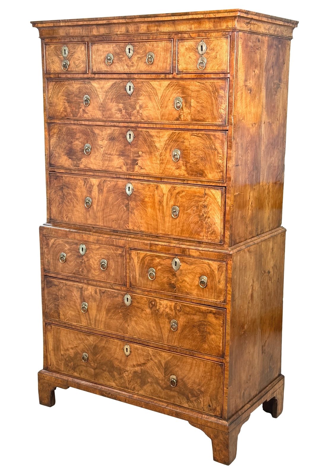 Georgian 18th Century Walnut Tallboy Chest On Chest (England, Circa 1720)