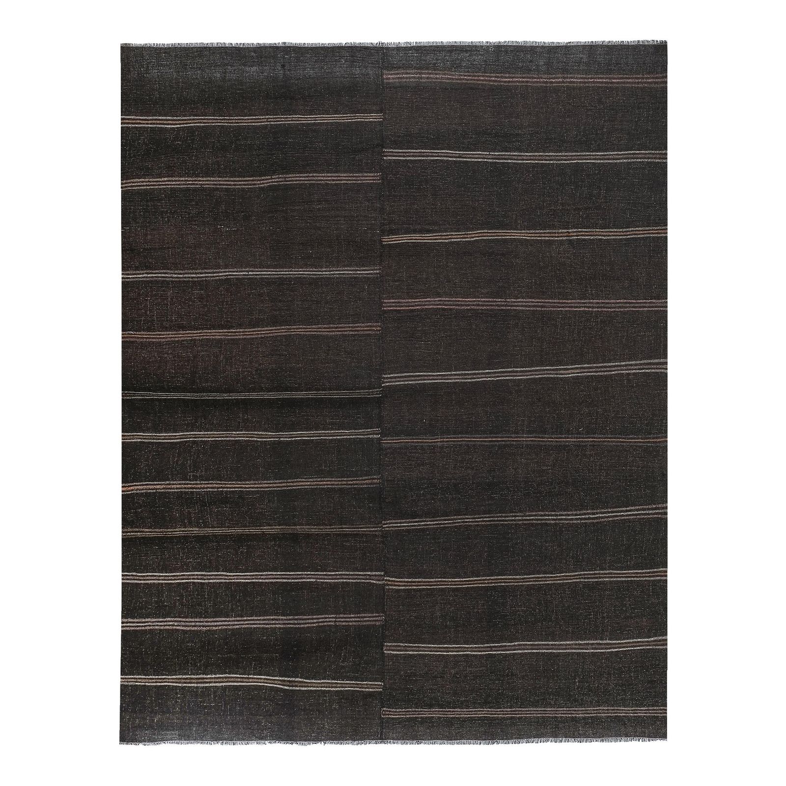 Mid 20th Century Nomadic Natural Goat Hair Turkish Kilim 289 X 370 Cm