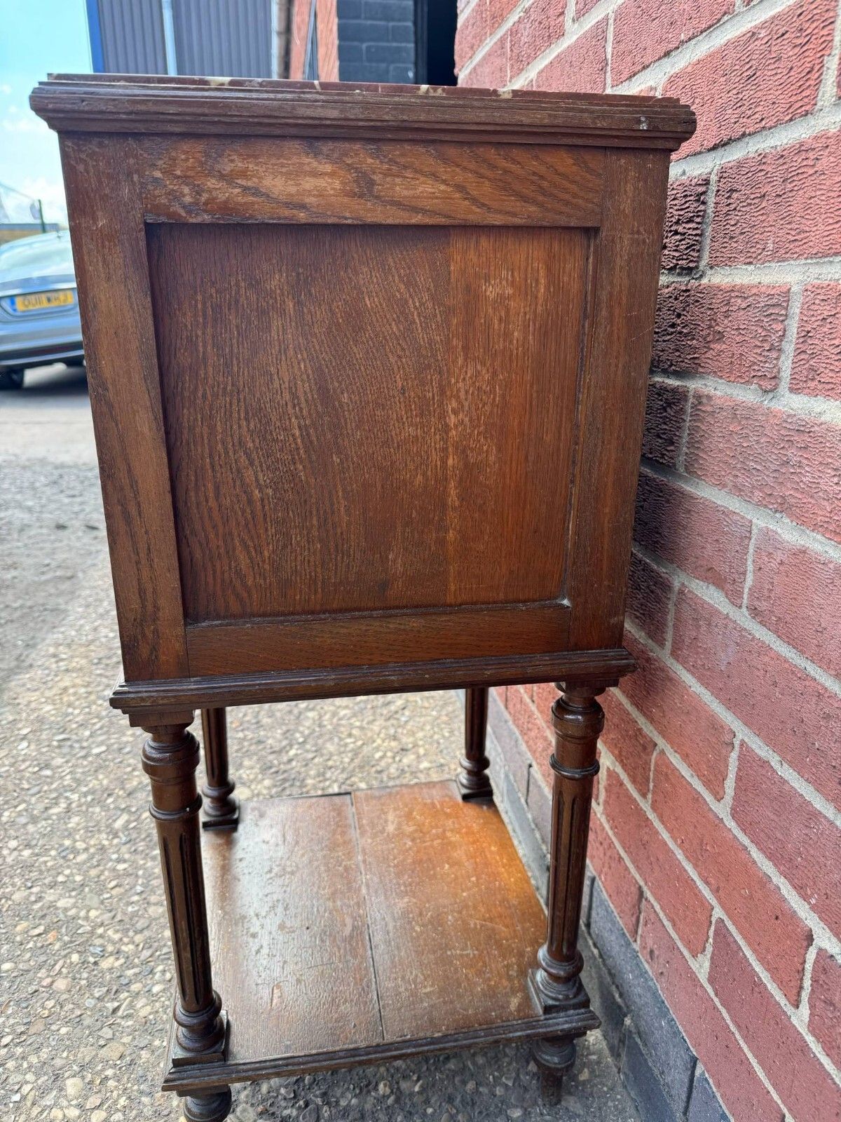 French Louis XV Oak Night Stand/Bedside Cabinet With Marble Top photo for sale