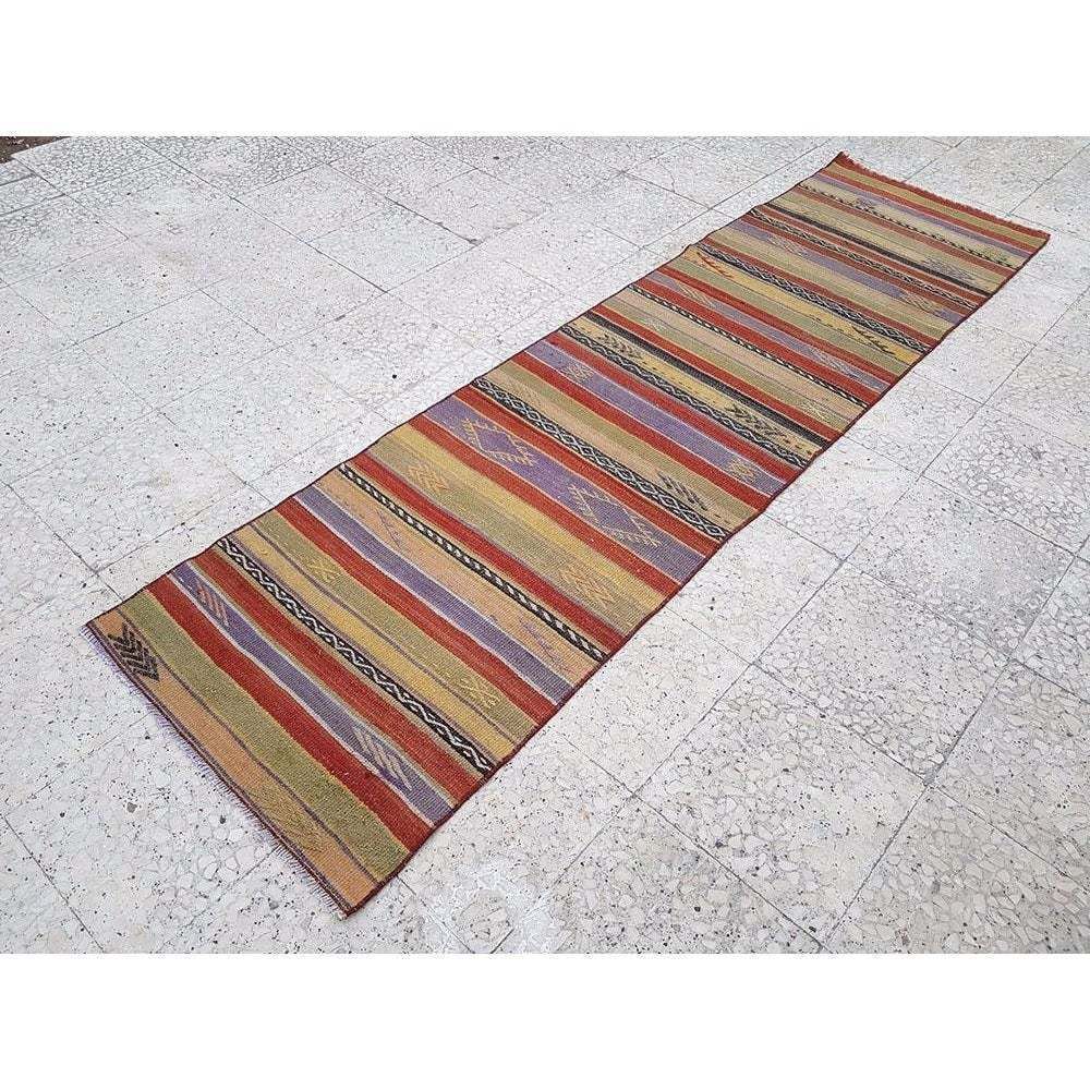 1970s Vintage Handmade Turkish Kilim Runner Rug photo for sale