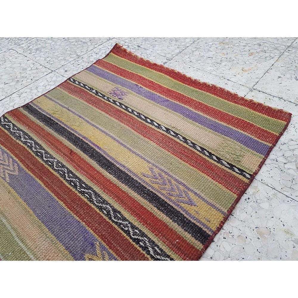 1970s Vintage Handmade Turkish Kilim Runner Rug photo 220.0