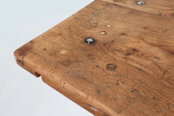 Industrial Bistro Table With Cast Iron Legs And Wooden Top, Belgium, 1920s photo buy