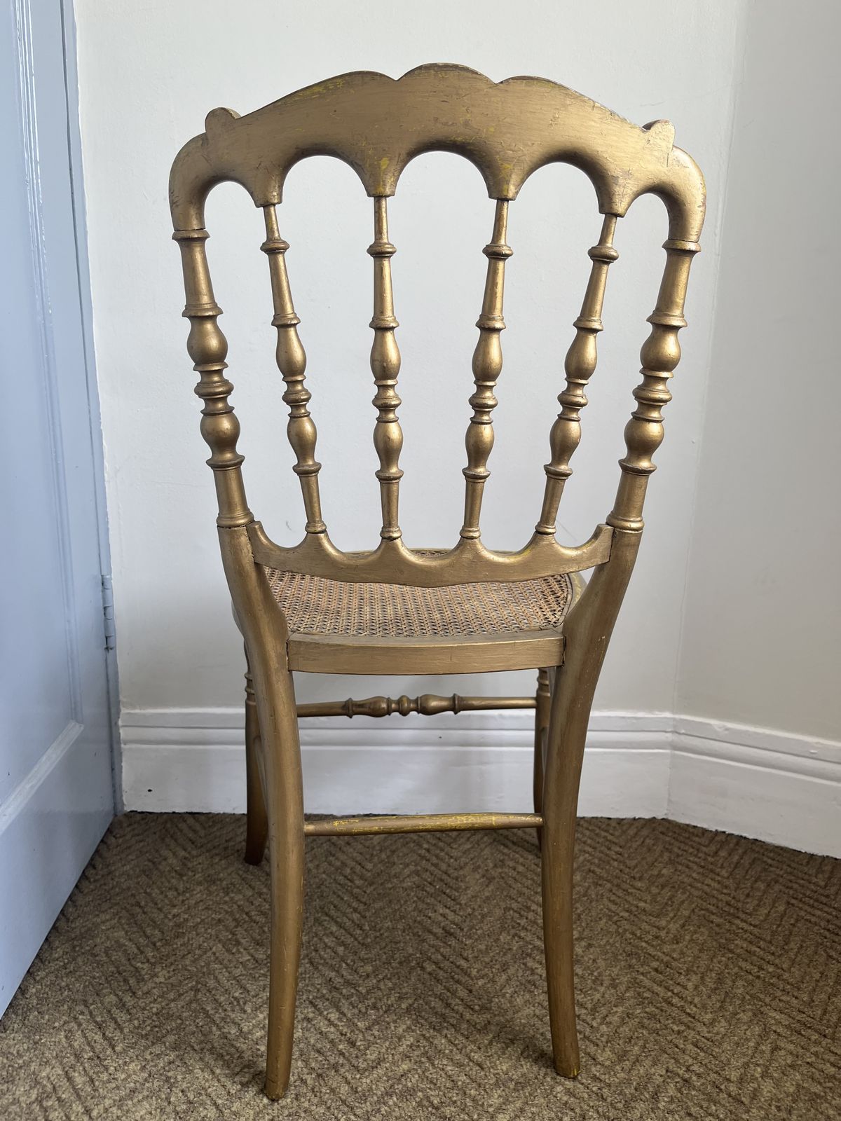 Set Of 2 Antique Napoleon III Style Giltwood Chair With Caned Seat photo 180.0