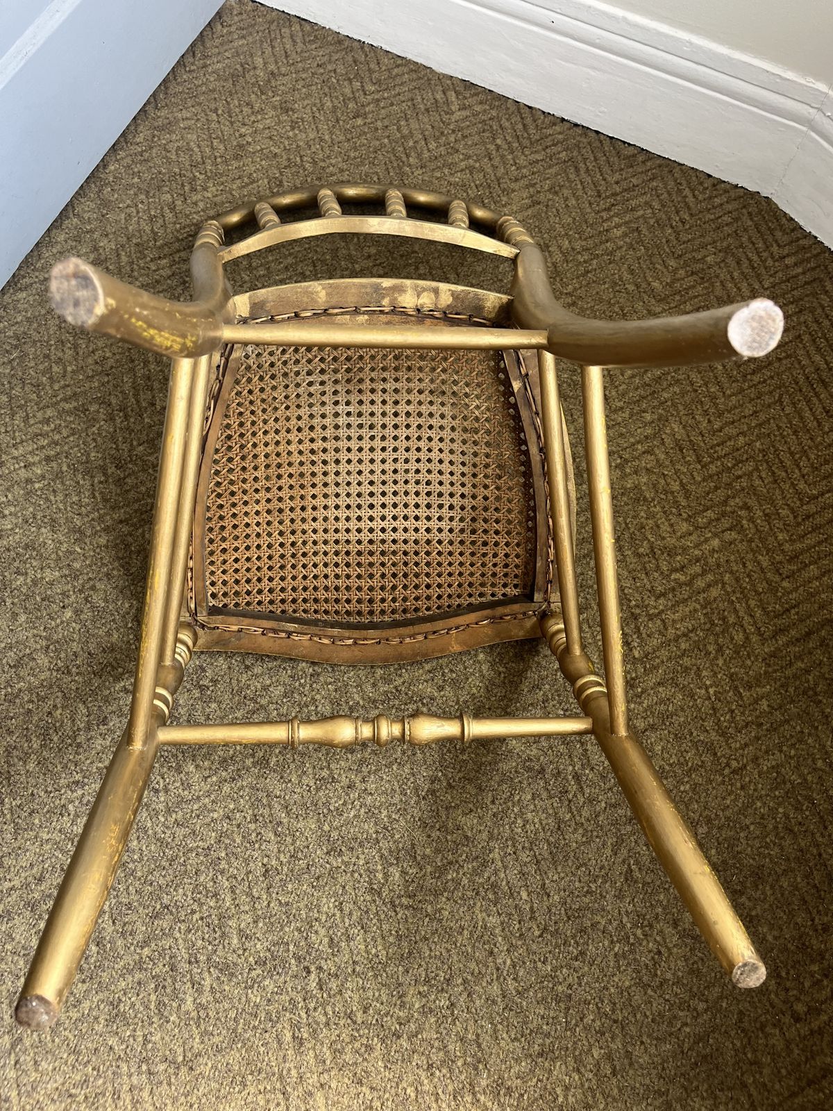 Set Of 2 Antique Napoleon III Style Giltwood Chair With Caned Seat photo vintage
