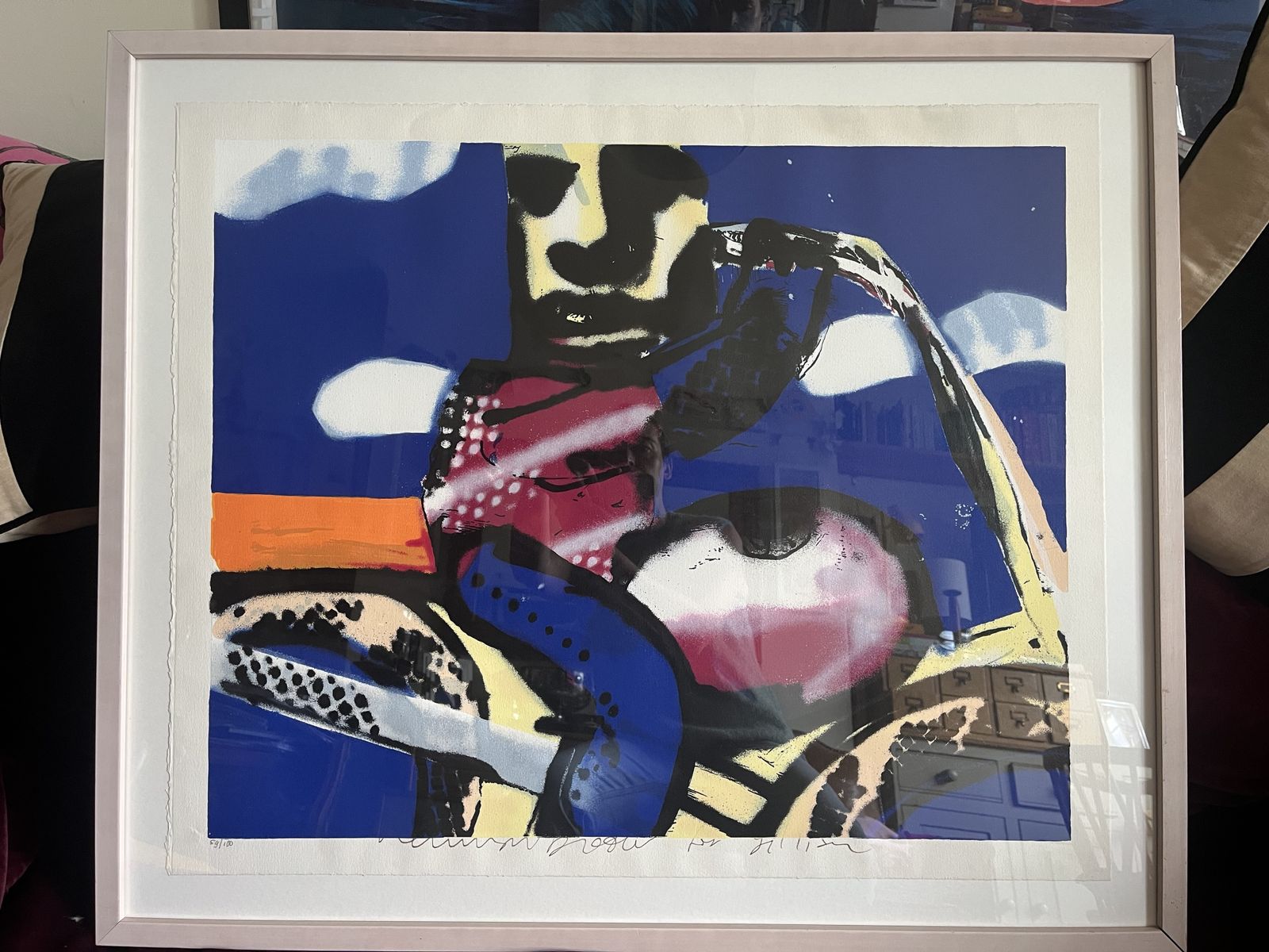 De Motorrijder The Motorcyclist Large Limited Edition Signed Herman Brood Screenprint photo furniture