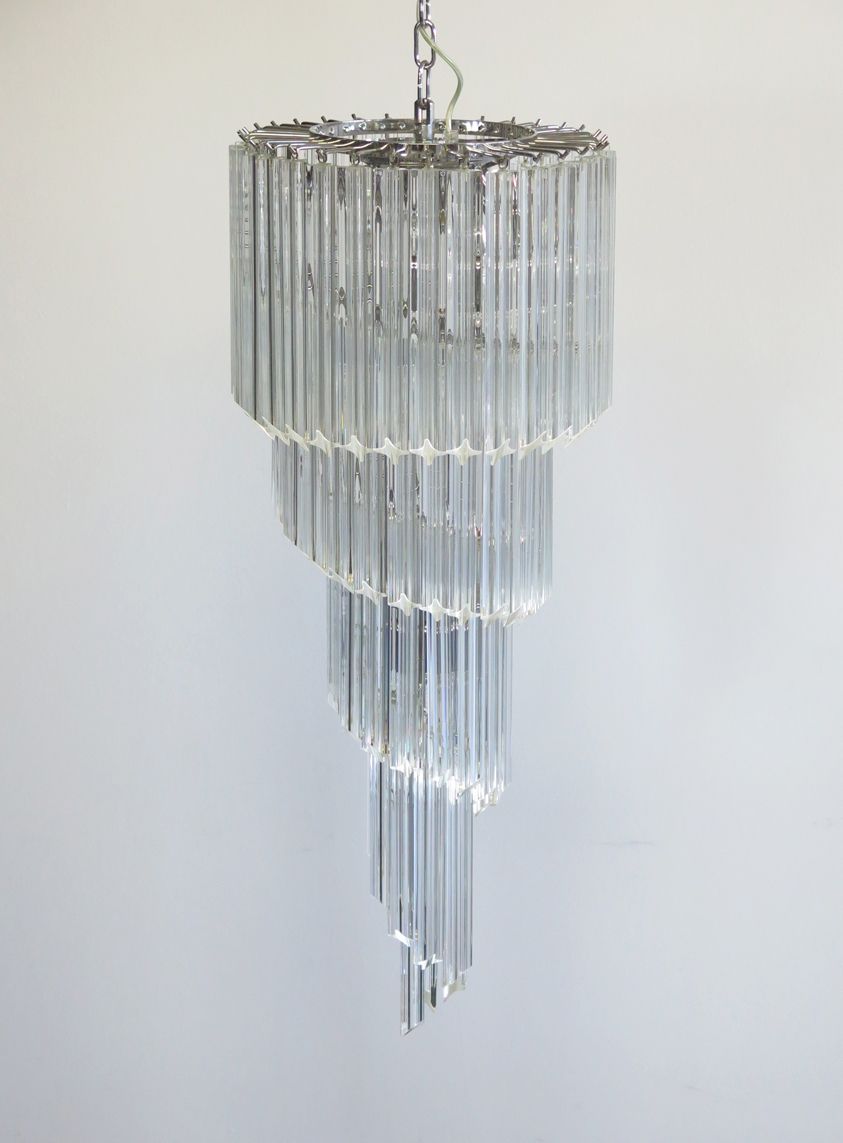 Murano Chandelier 86 Trasparent Quadriedri Prism   Elena Model photo Lighting