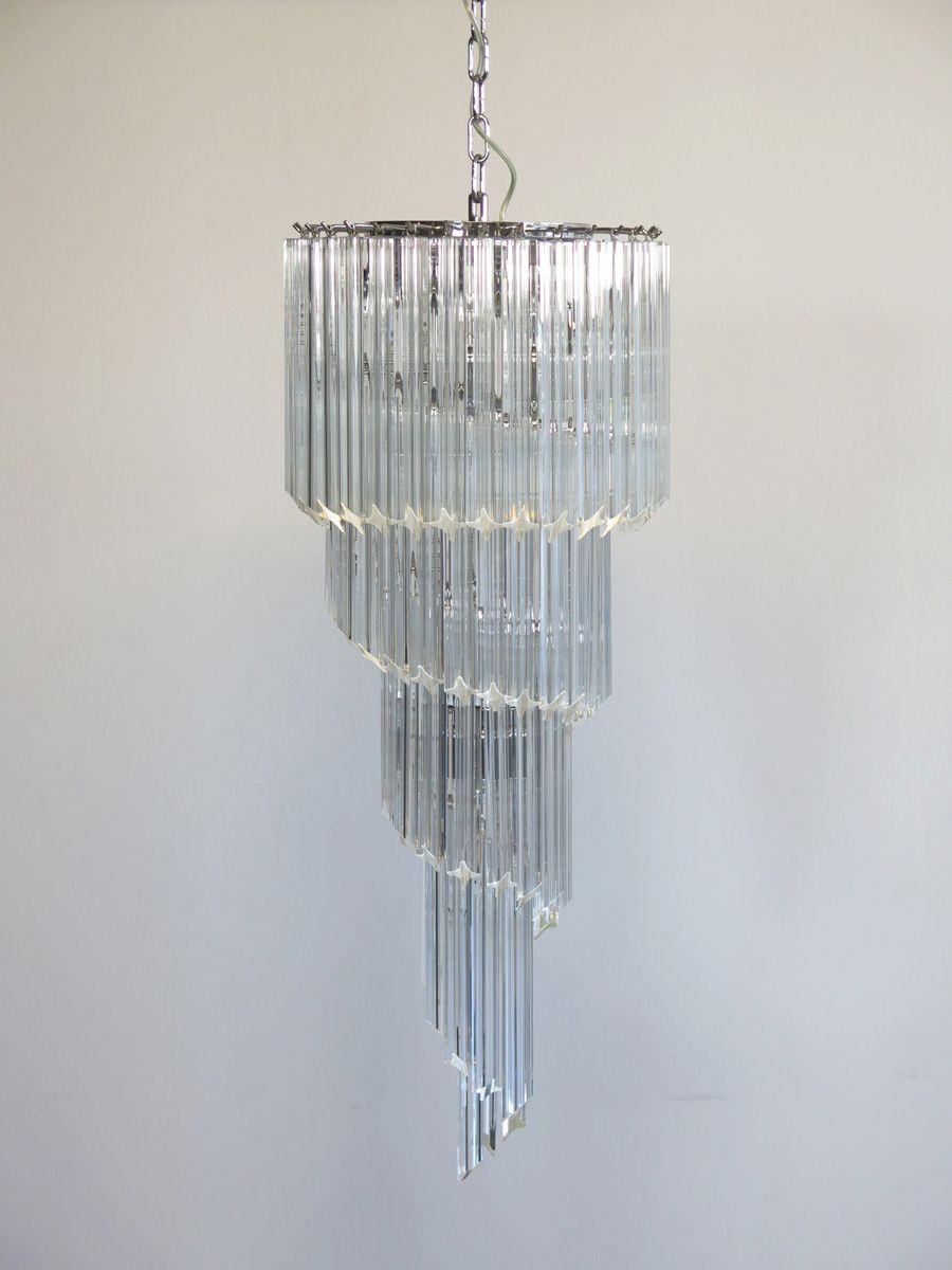 Lighting Murano Chandelier 86 Trasparent Quadriedri Prism   Elena Model photo