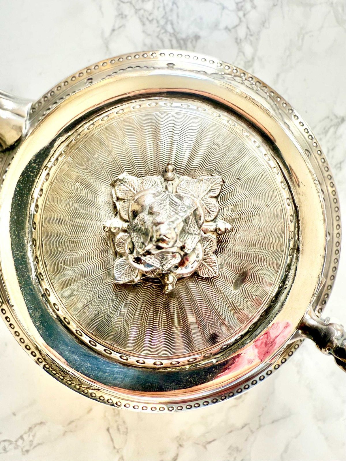 Antique French Edwardian Silver Plated Teapot Fine Etched And Embossed Decor Circa 1900 photo buy