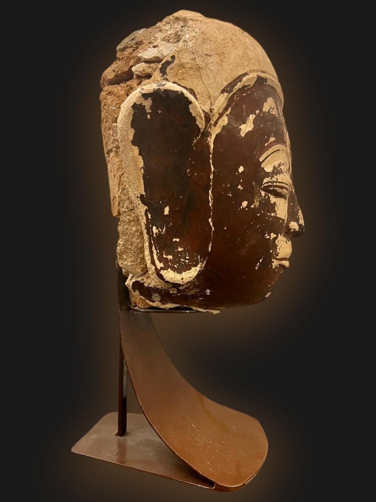 Terracotta Buddha Head, Shan State Kingdom, Burma, 16th18th Century photo furniture